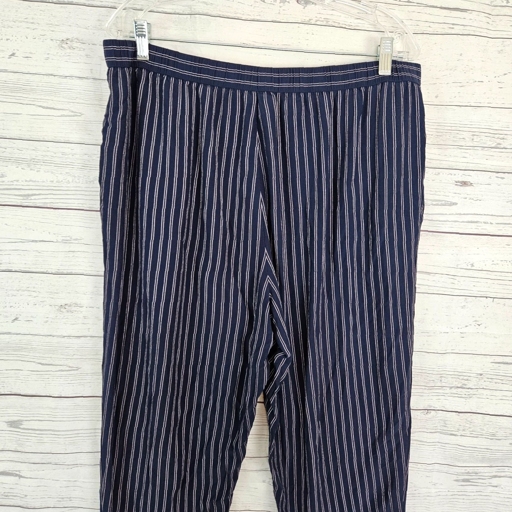 Eileen Fisher Eileen Fisher Womens Pants Pull On Blue Striped High Rise Tencel Blend Size L Size 36" / US 14 / IT 50 - 4 Thumbnail
