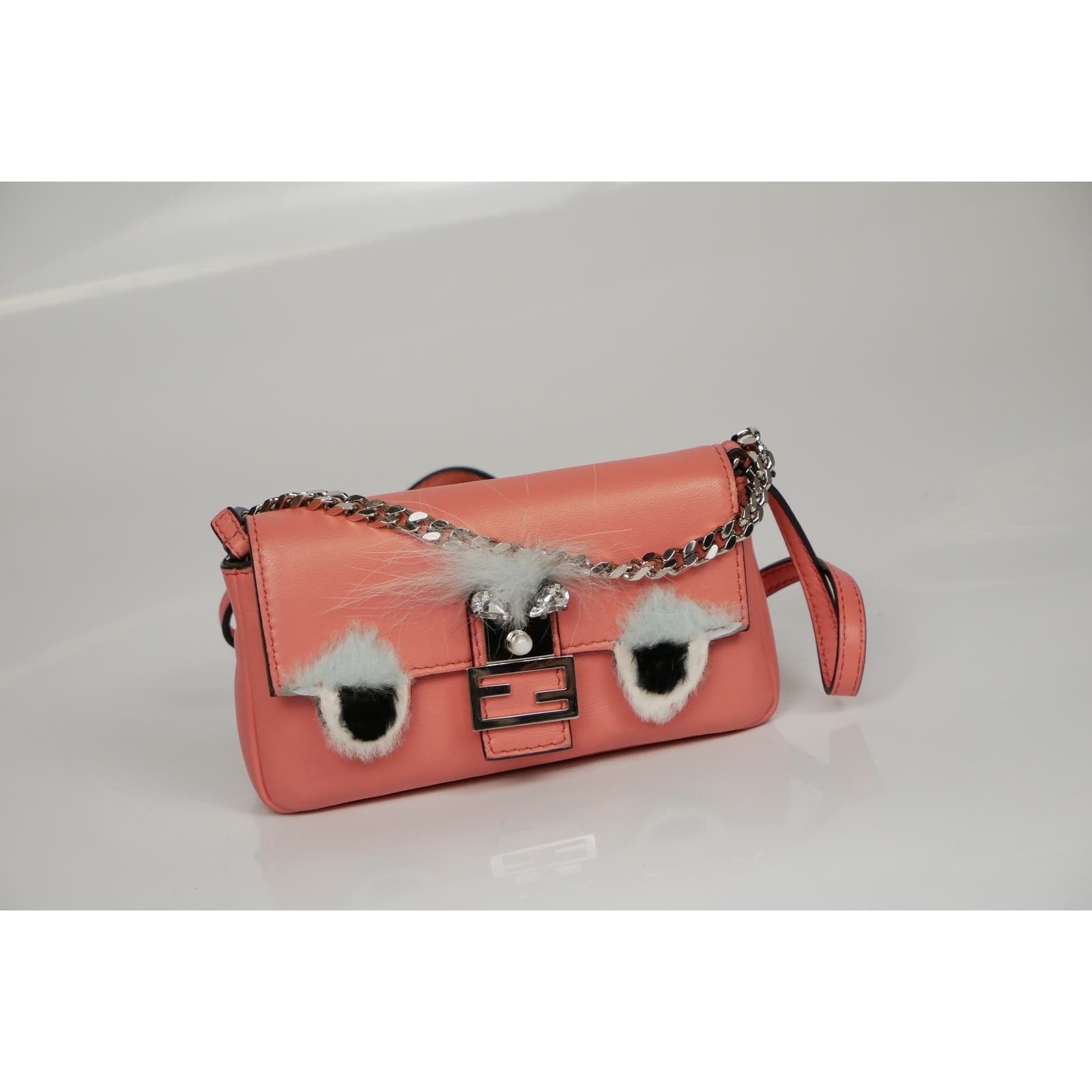 Fendi Fendi Nappa Leather And Fox Fur Micro Buggie Baguette Bag Size ONE SIZE - 2 Thumbnail