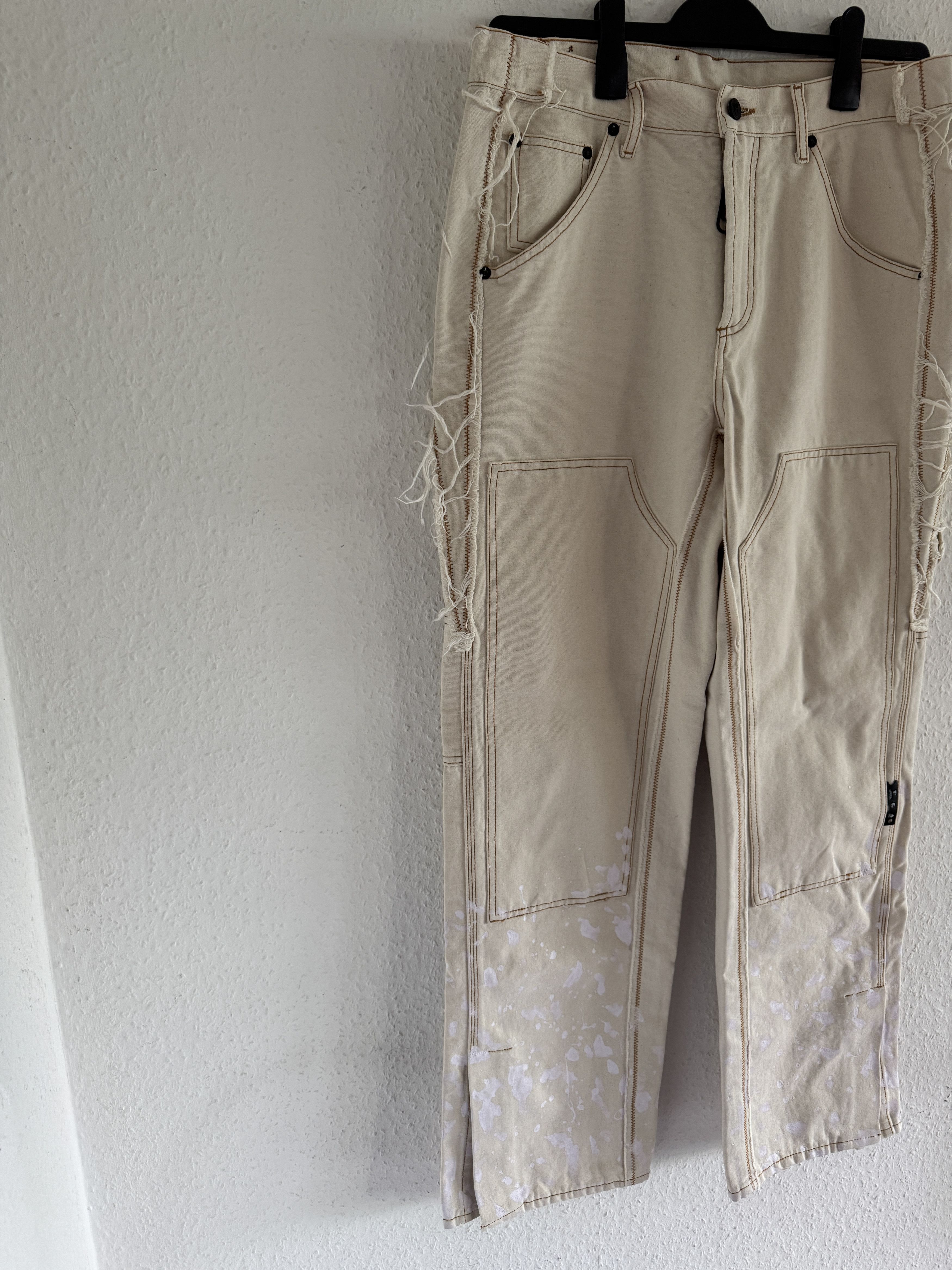 Off-White Beige Reconstructed Double Knee Carpenter Pants Size US 34 / EU 50 - 7 Thumbnail