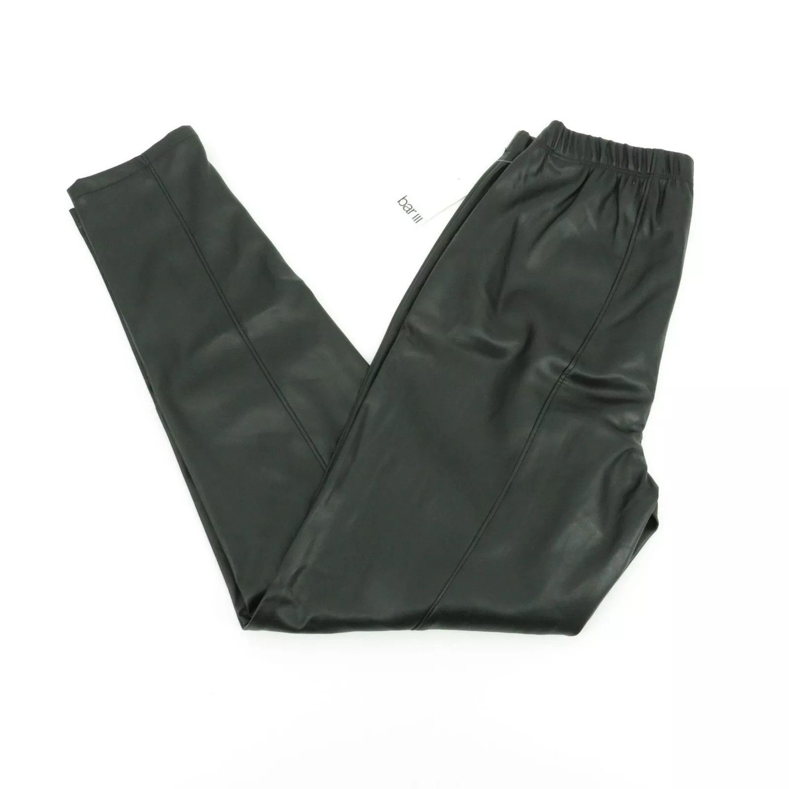Bar III Bar III Womens Faux Leather Pants Black Medium Elastic Waist Size 26" / US 2 / IT 38 - 1 Thumbnail