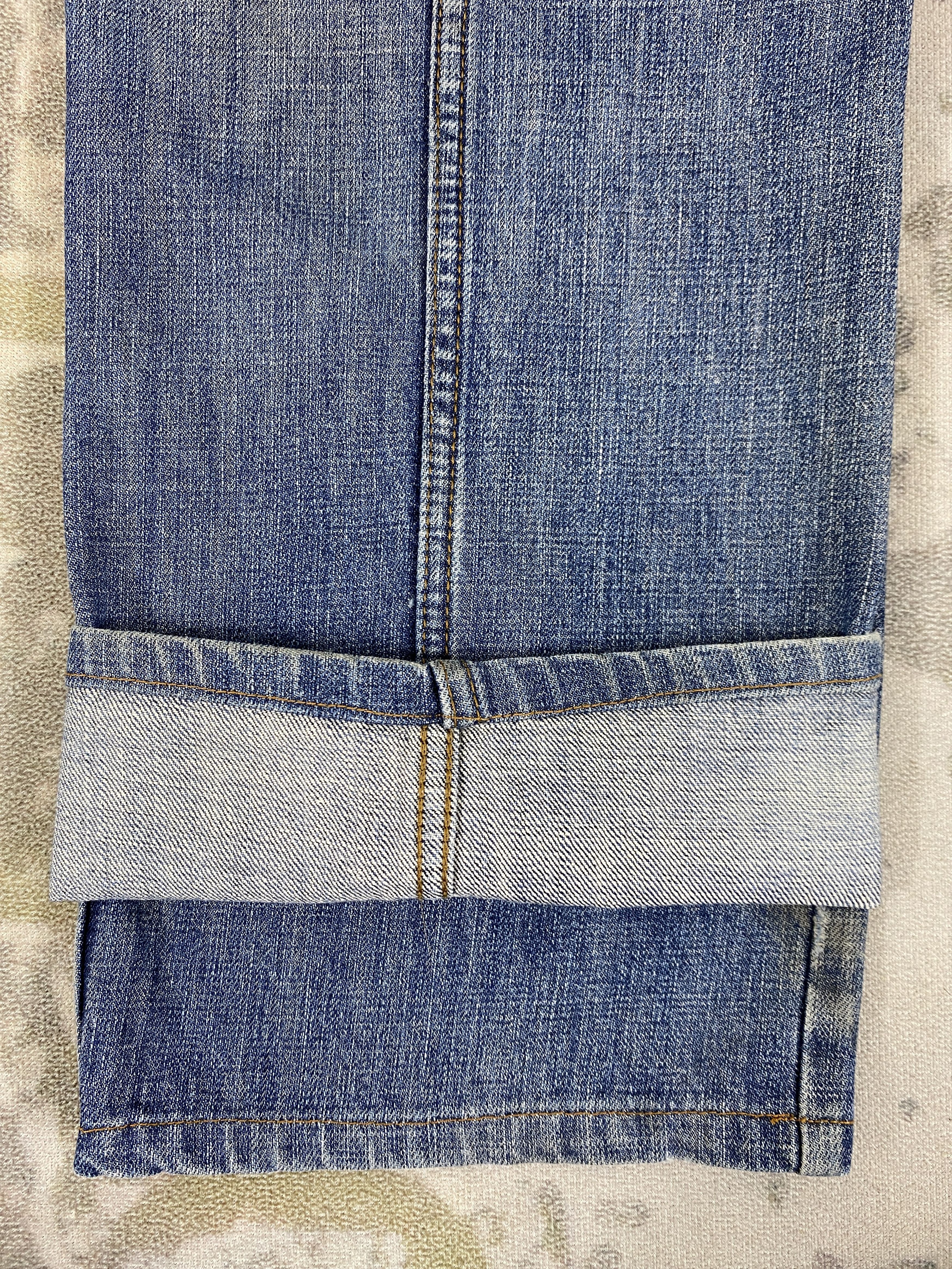 Japanese Brand Distressed Blue Global Work Jeans 33x29 Denim- JN3524 Size US 33 - 13 Thumbnail