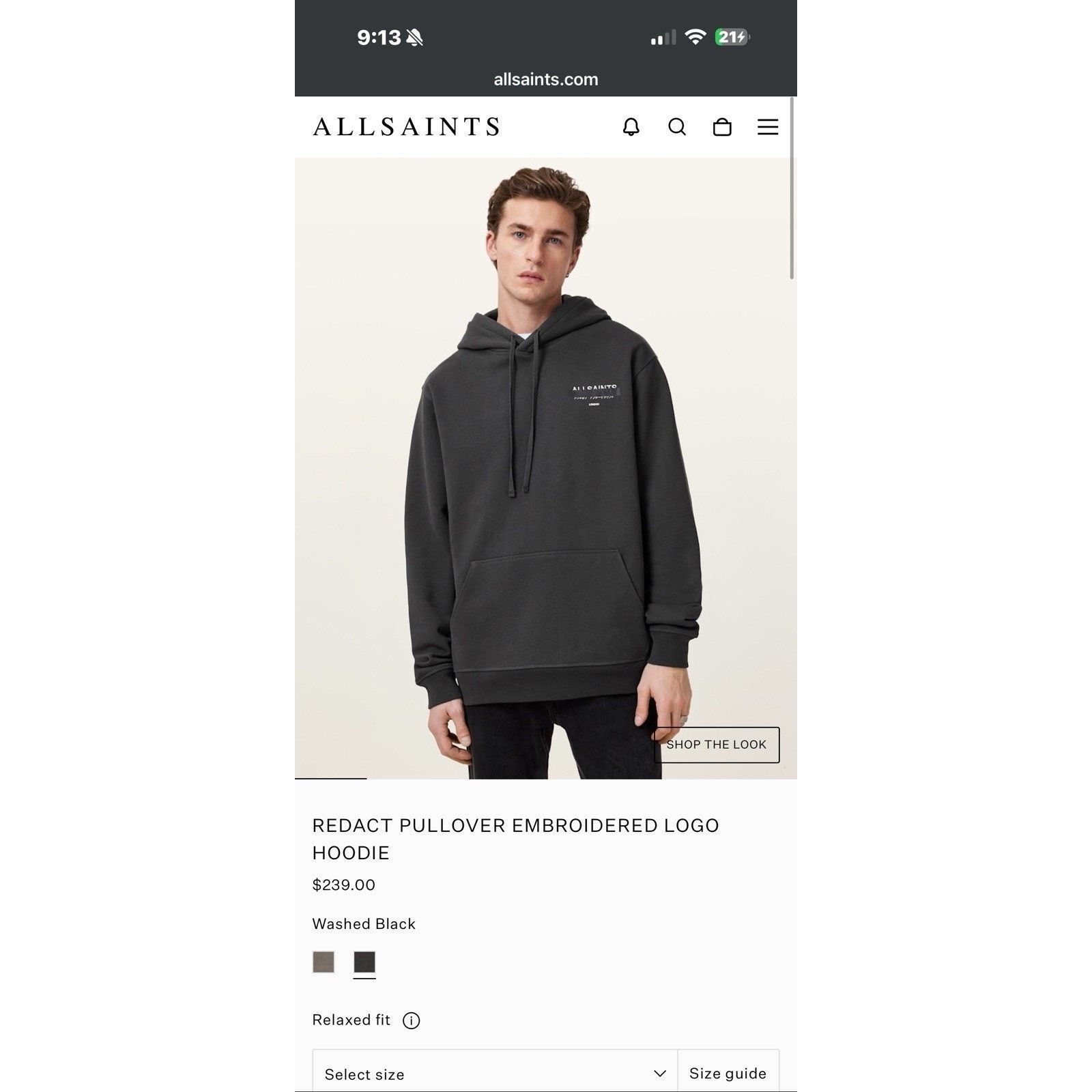Allsaints ALLSAINTS REDACT PULLOVER EMBROIDERED LOGO HOODIE Size US XL / EU 56 / 4 - 6 Thumbnail