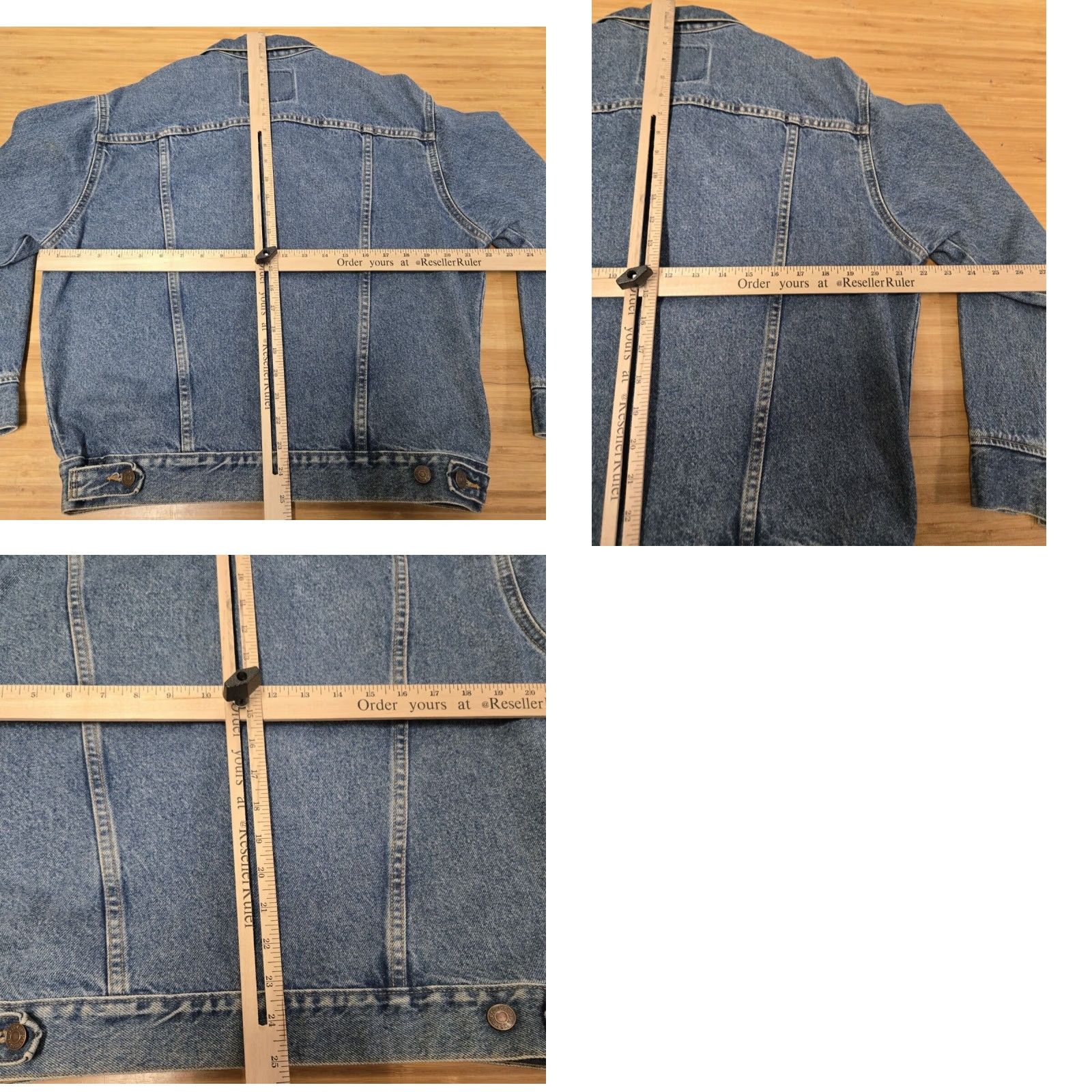 Denime VINTAGE Levi Strauss Trucker Denim Jacket Womens 16/18 Large Regular Blue Denim Full Button Jacket with Logo Spell Out Size 36" / US 14 / IT 50 - 8 Thumbnail