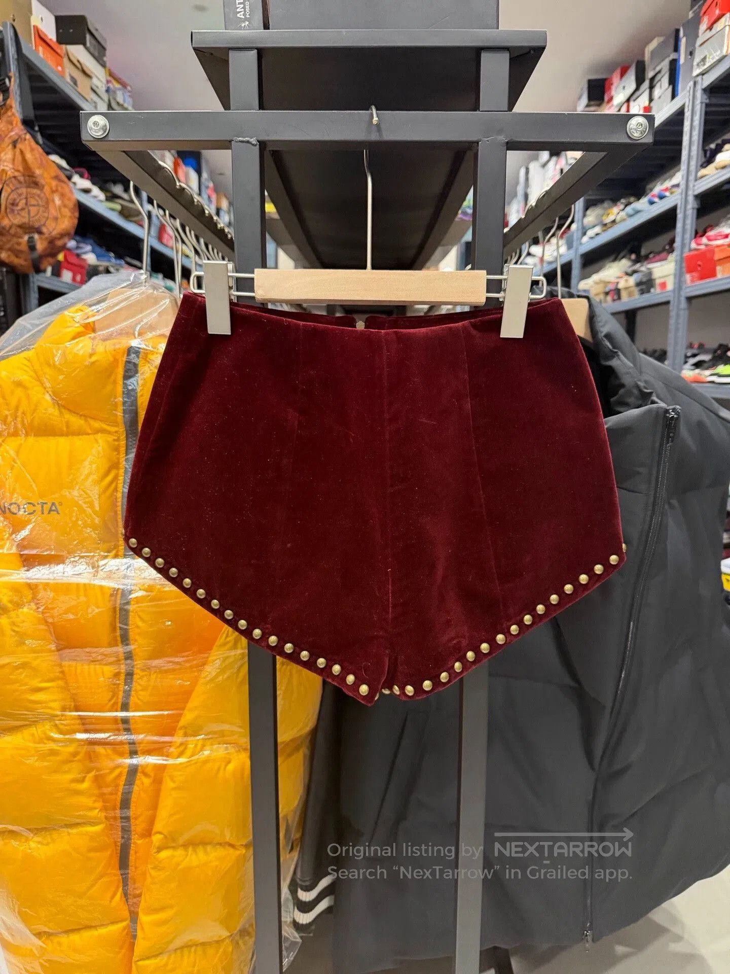 Saint Laurent Paris Saint Laurent Velvet Studded Mini Shorts. Size 37" - 2 Thumbnail