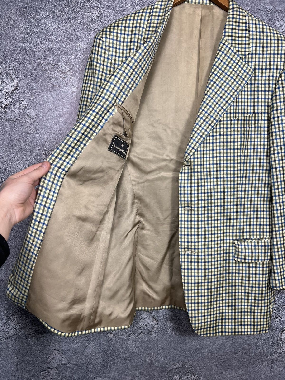 Ermenegildo Zegna Vintage Ermenegildo Zegna Super 100s Wool Checkered Blazer Size 52R - 7 Thumbnail