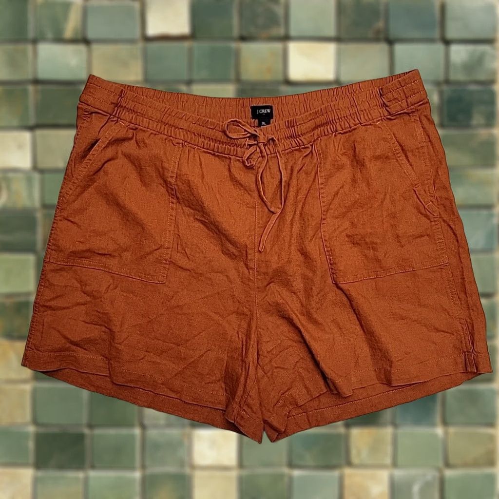 J.Crew J. Crew Shorts Womens XL Rust Linen Blend Elastic Waist Drawstring Comfy NEW Casual Outdoor Pocket Quiet (adjusted to fill 200 char limit?) Size 40" / US 18 - 1 Thumbnail