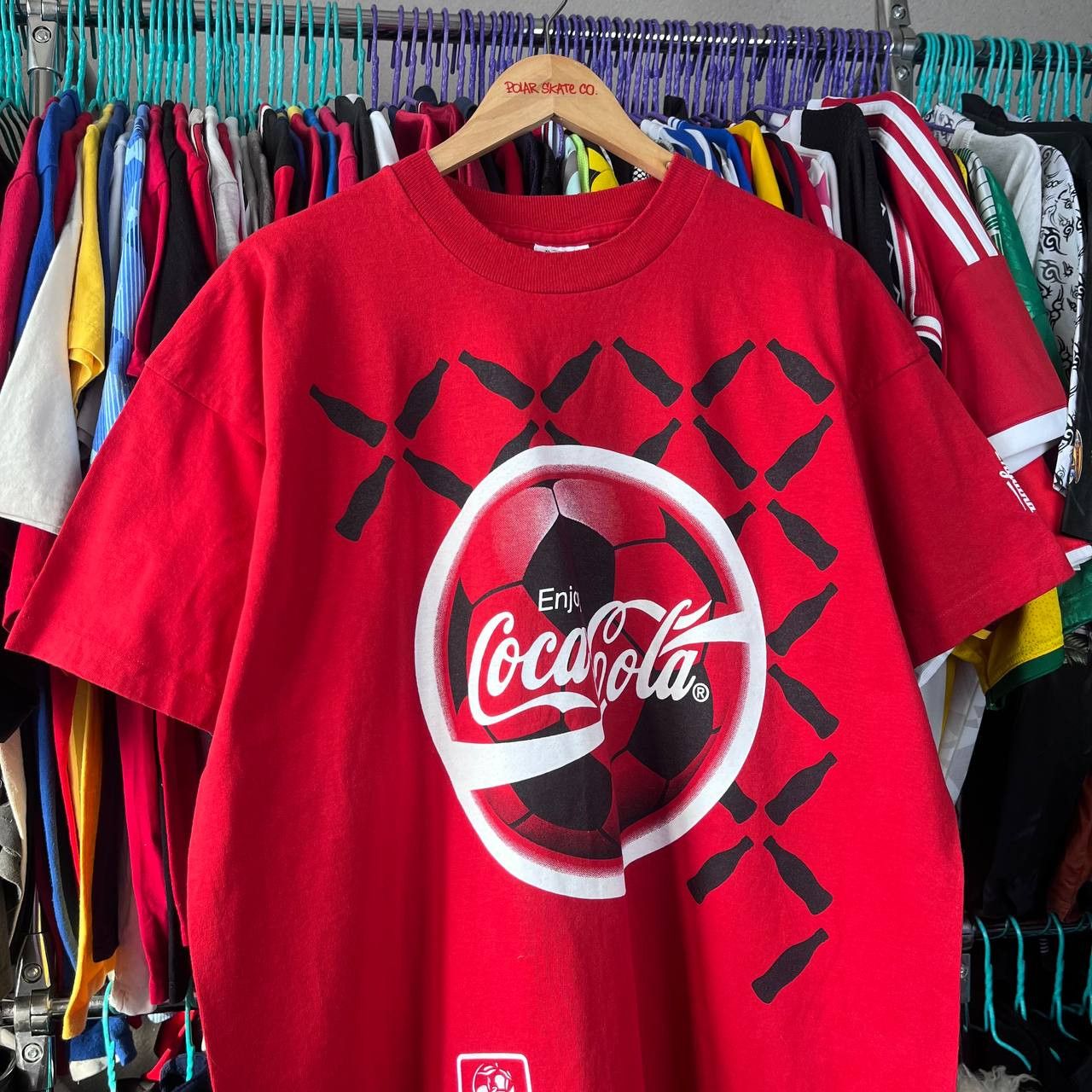 Vintage Euro 1996 England Football Soccer Coca-Cola Promo Tshirt Size US XL / EU 56 / 4 - 2 Thumbnail
