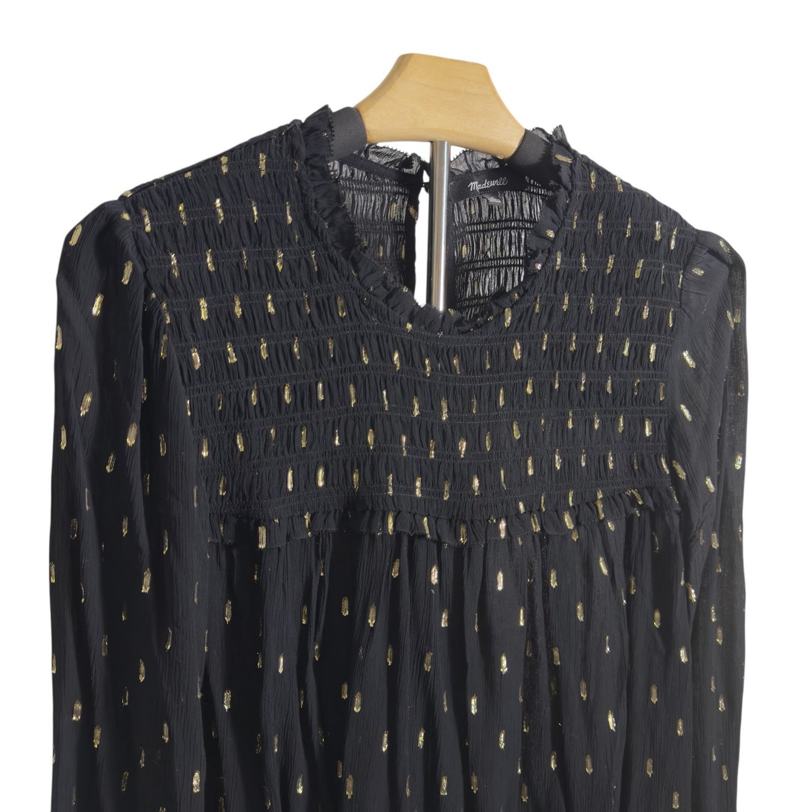 Madewell NWOT Madwell Smocked High-Neck Long-Sleeve Top in Clip Dot Size M / US 6-8 / IT 42-44 - 5 Thumbnail
