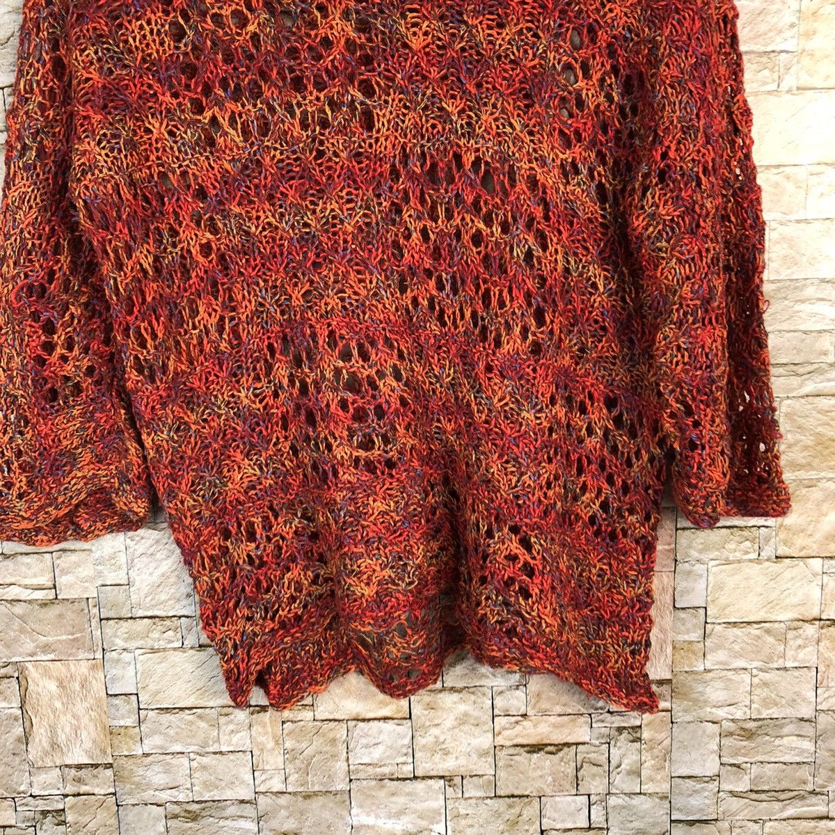 Homespun Knitwear × Japanese Brand × Vintage Japan crochet meshnet Orange Knitwear short sleeve #A1055 Size S / US 4 / IT 40 - 6 Thumbnail