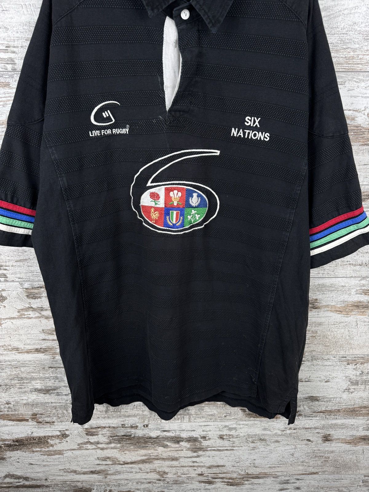 Vintage Mens Vintage Six Nations rugby jersey T-shirt tee polos Size US L / EU 52-54 / 3 - 4 Thumbnail