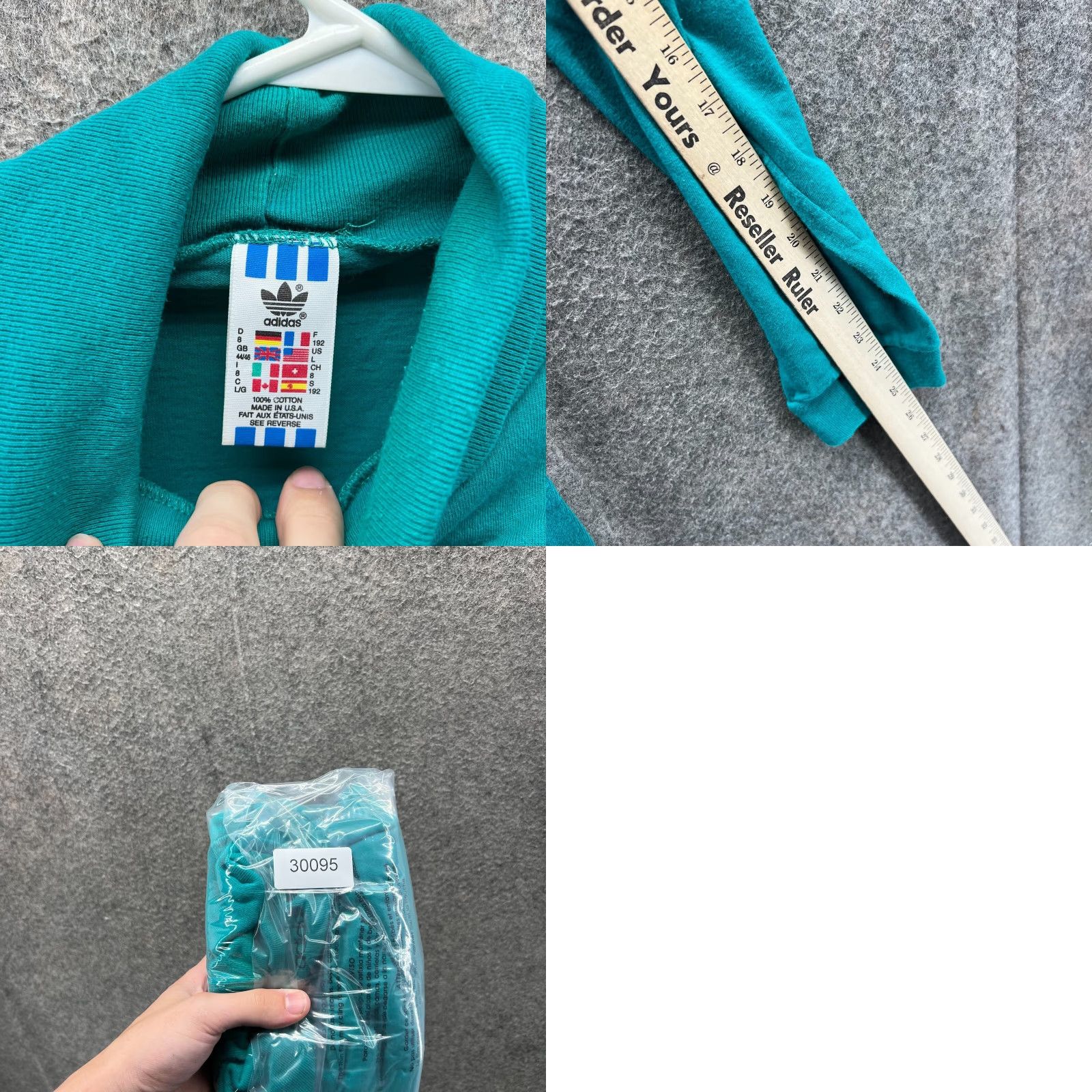Adidas VINTAGE Adidas Sweater Mens Large Teal Blue Pullover Fleece Turtle Neck Y2K USA Size US L / EU 52-54 / 3 - 8 Thumbnail