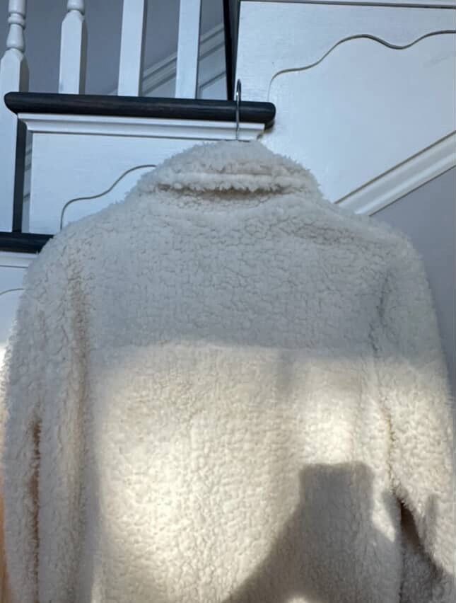 Other NWT Say What ? Fuzzy Ivory Sherpa Moto Jacket Gold Zipper Size S / US 4 / IT 40 - 8 Thumbnail