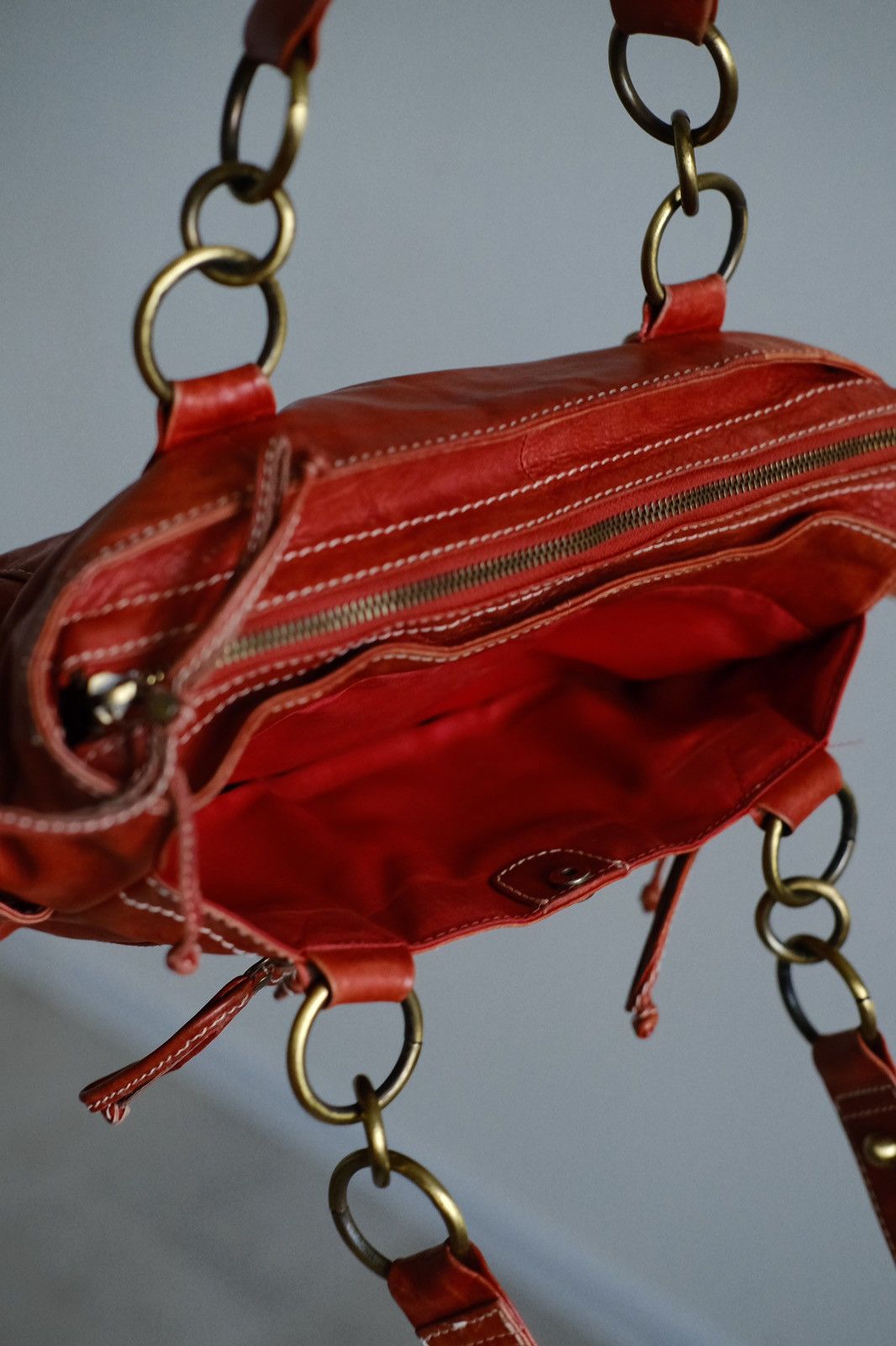 Vintage Red leather y2k grunge bag Size ONE SIZE - 14 Thumbnail