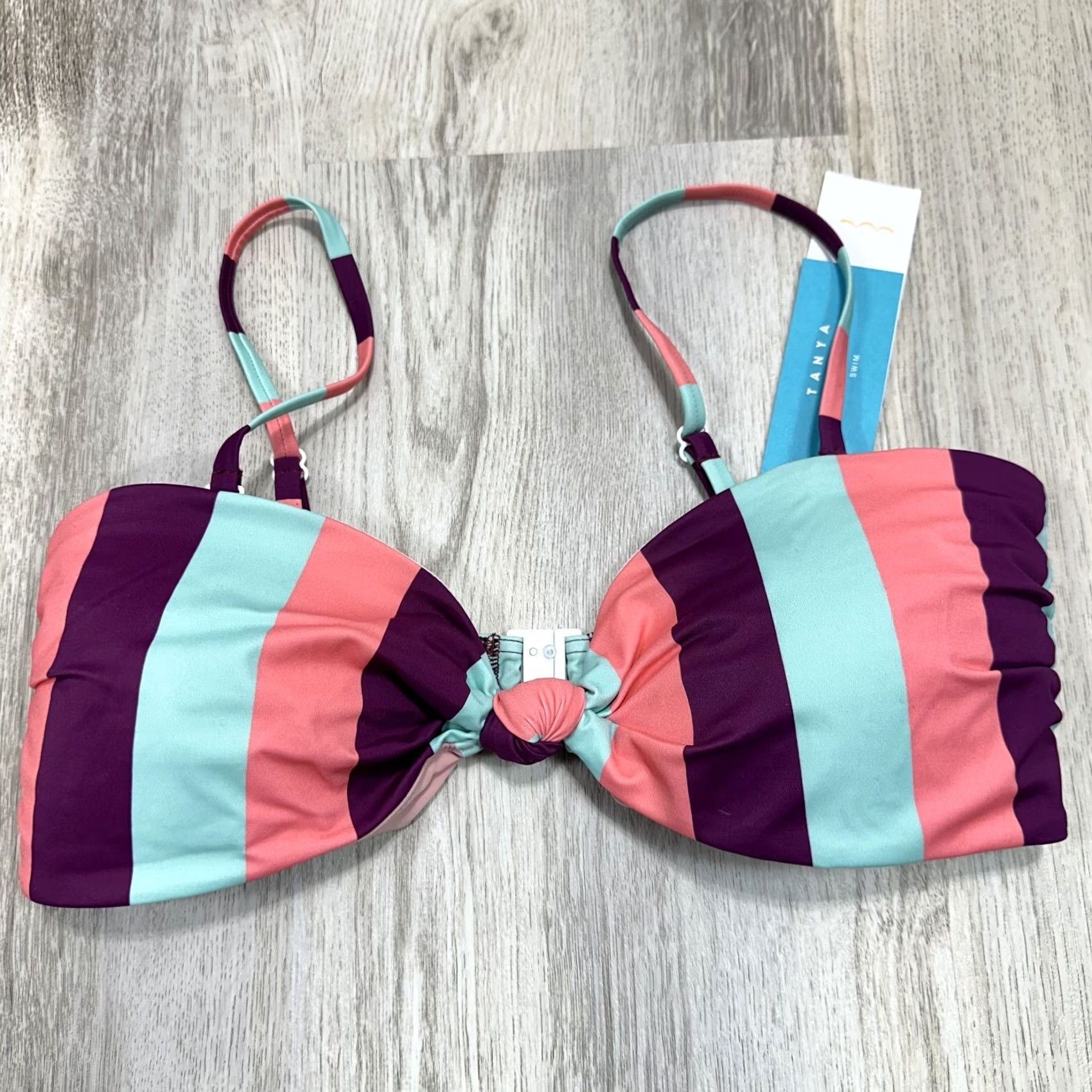 Tanya Taylor Tanya Taylor Swim Bikini Top Poppy Pink Purple Stripe L NWT Womens Top Strap Spaghetti Recycled Polyamide Size L / US 10 / IT 46 - 2 Thumbnail