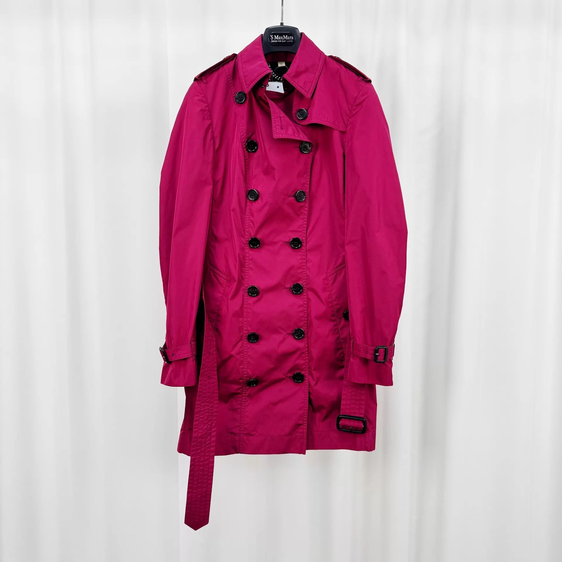 Burberry Burberry Magenta Double-Breasted Trench Coat UK8 Size S / US 4 / IT 40 - 1 Thumbnail