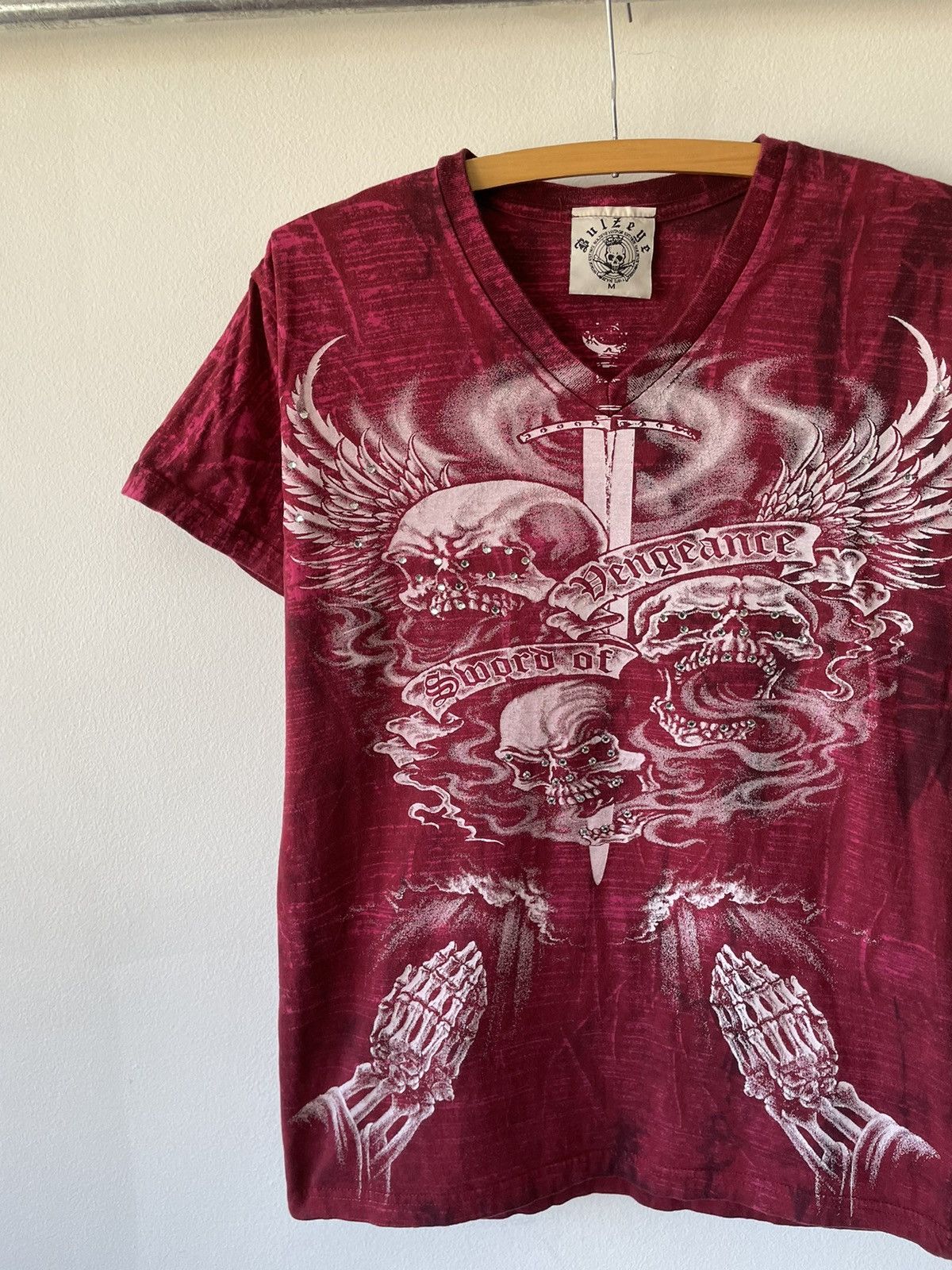 Affliction CRAZY Y2K Vintage Skull Studded tee Size M / US 6-8 / IT 42-44 - 2 Thumbnail