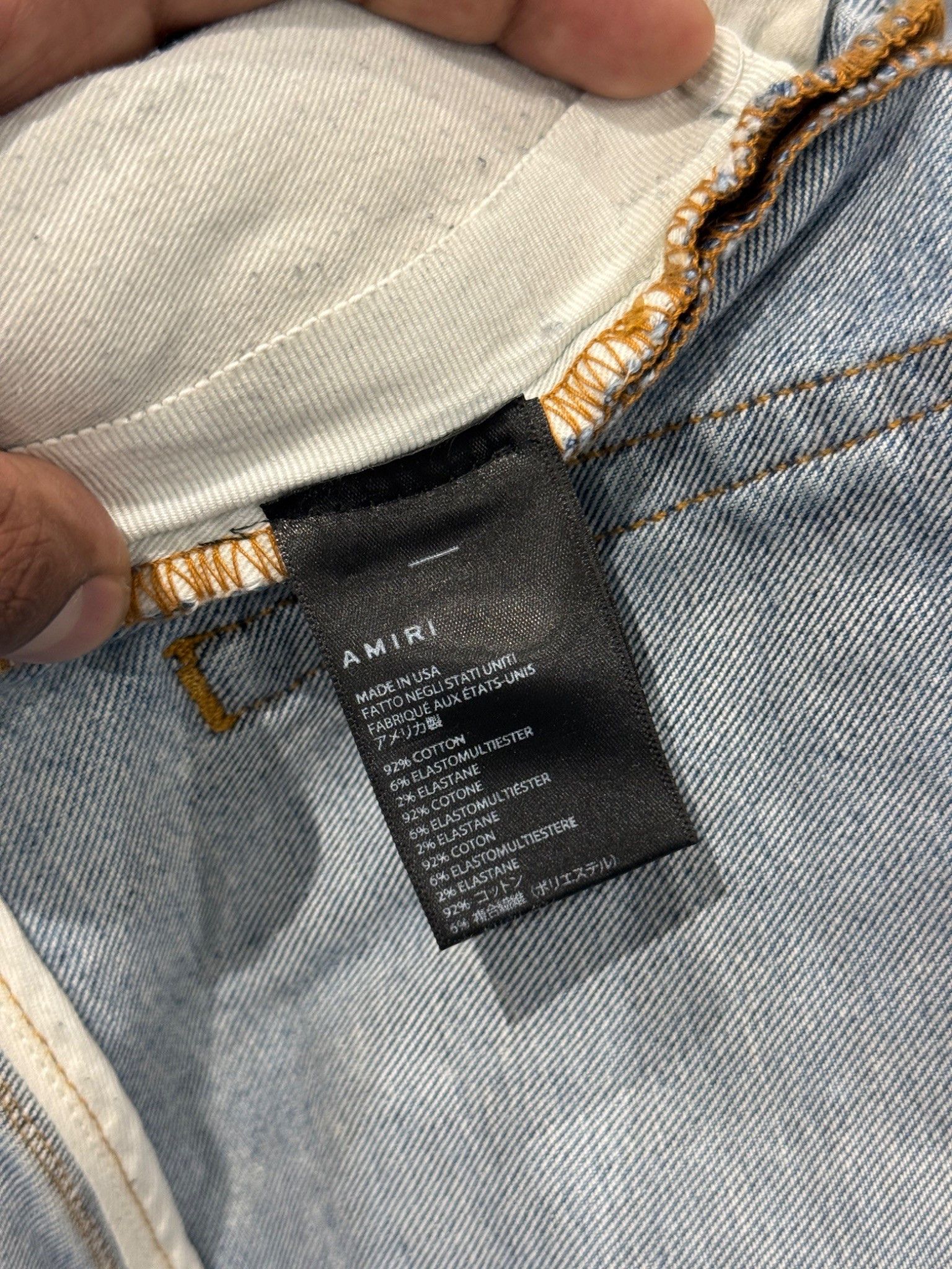 Amiri Amiri Pajama Art Patch Skinny Jeans Light Blue Size US 31 - 6 Thumbnail