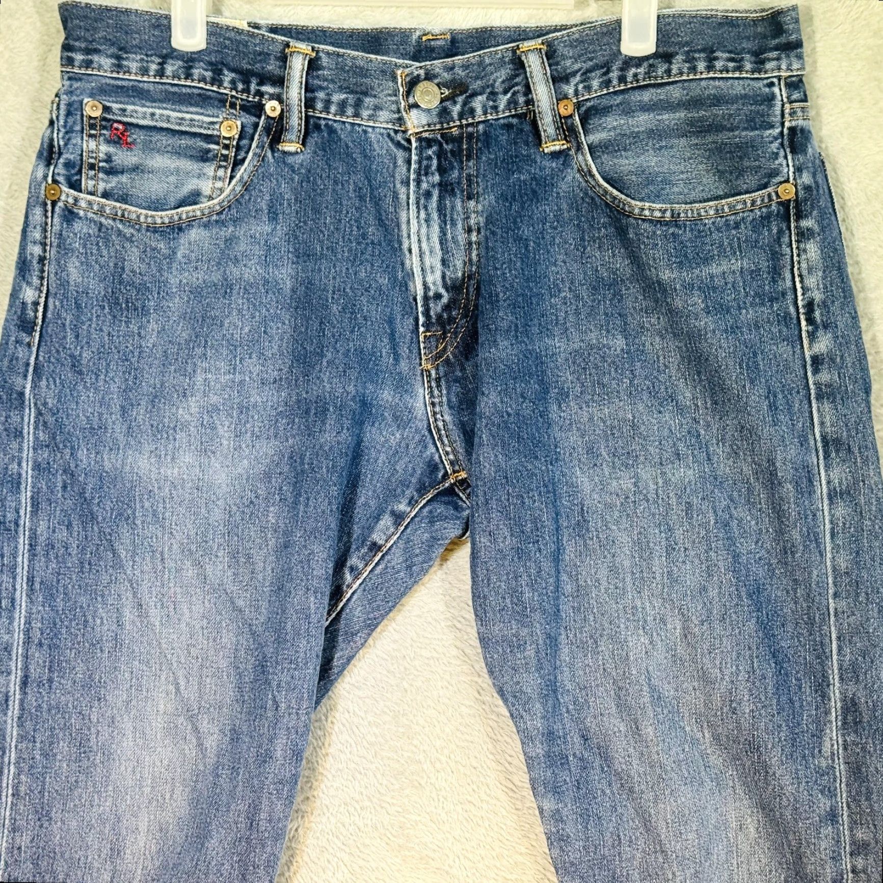 Polo Ralph Lauren VINTAGE Polo Ralph Lauren Jeans Mens 34x32 Blue Medium Wash Denim Tapered 5-Pocket Logo Zipper Patch USA Polo Jeans Co. Mens Size US S / EU 44-46 / 1 - 4 Thumbnail