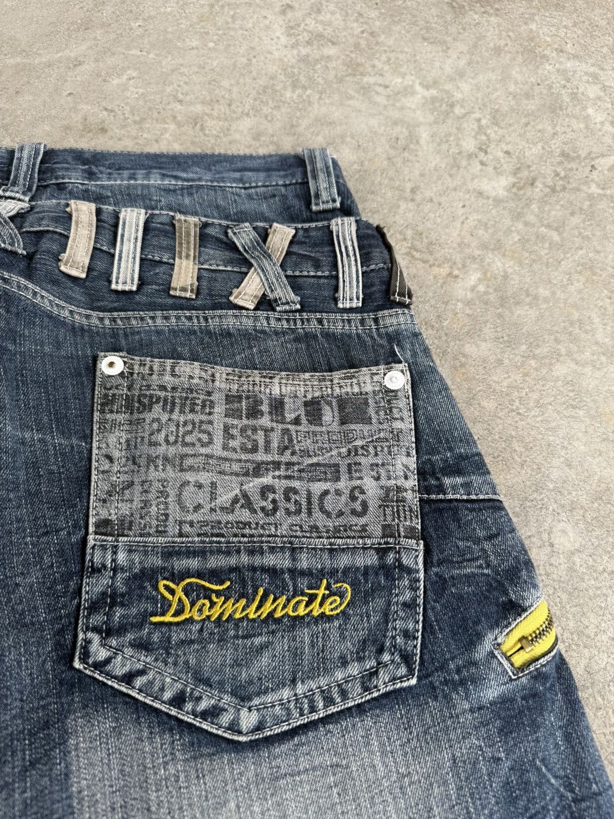 Japanese Brand Japanese Double Waist Dominate Embroidered Distressed Jeans Size US 33 - 19 Thumbnail