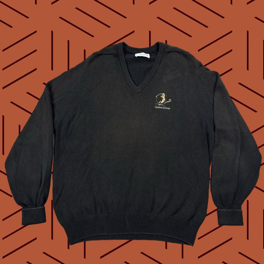 Vintage VINTAGE PICKERING GOLF SWEATER PULLOVER XL BLACK EMBROIDERED 80s MENS Size US XL / EU 56 / 4 - 1 Thumbnail