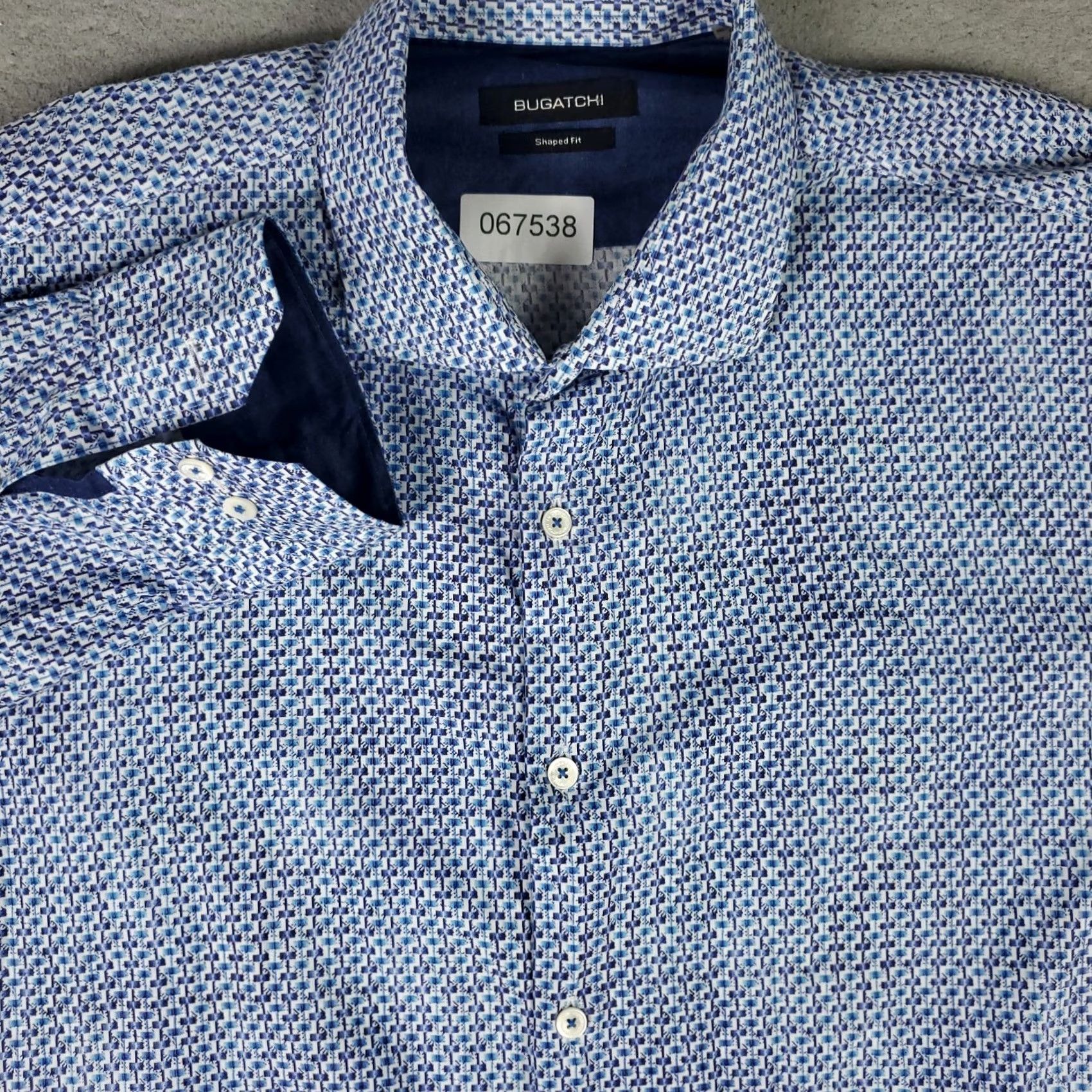 BUGATCHI Bugatchi Uomo Shirt Mens 2XL Blue Plaid Button-Up Long Sleeve Geometric Pattern Casual Formal Workwear Size US XXL / EU 58 / 5 - 2 Thumbnail
