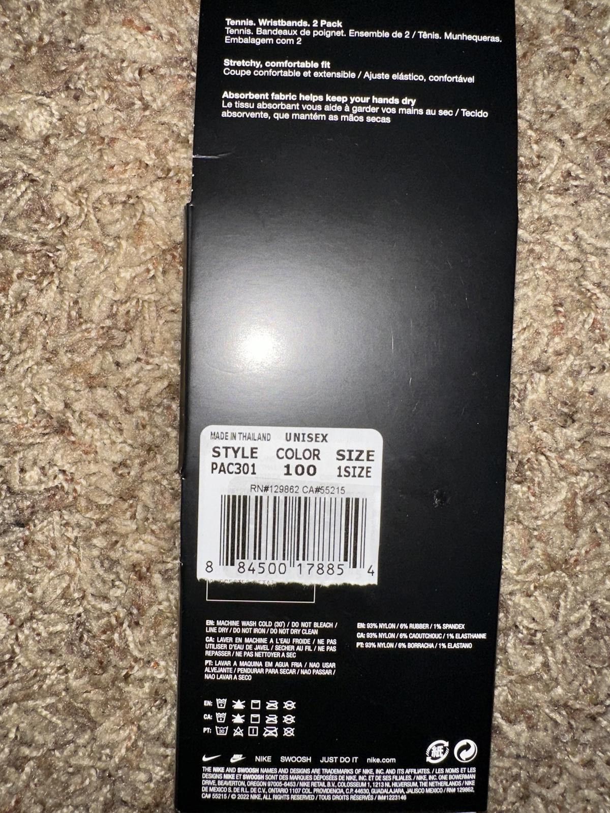 Nike Nike Tennis Premier Wristband S Sports Training Band 2pcs Size ONE SIZE - 5 Thumbnail