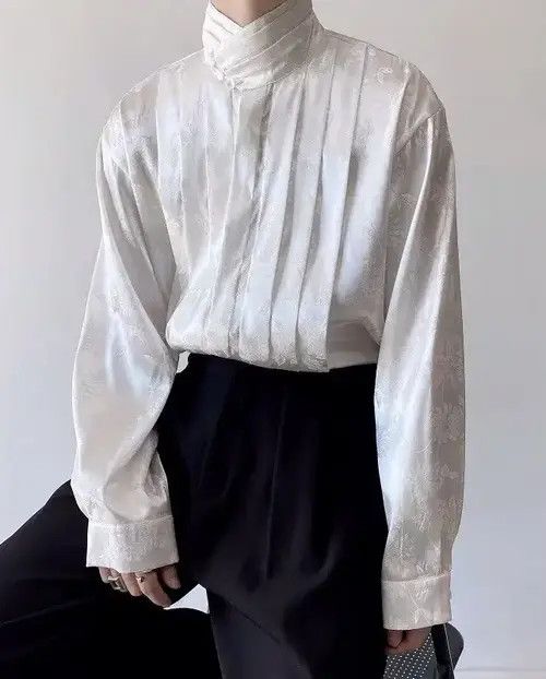 VIBE Fashion Loose Casual Floral Pleated Button Down L Shirt Size US L / EU 52-54 / 3 - 5 Thumbnail