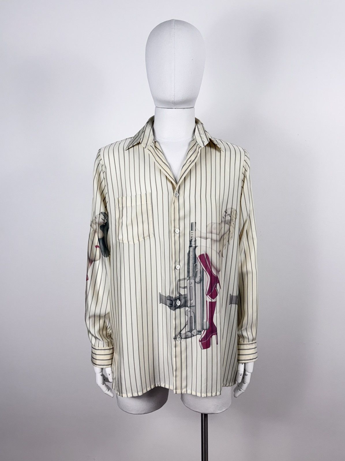 Yohji Yamamoto A/W 2008 Uzi Stripper Pin-Up Shirt Size US L / EU 52-54 / 3 - 1 Thumbnail