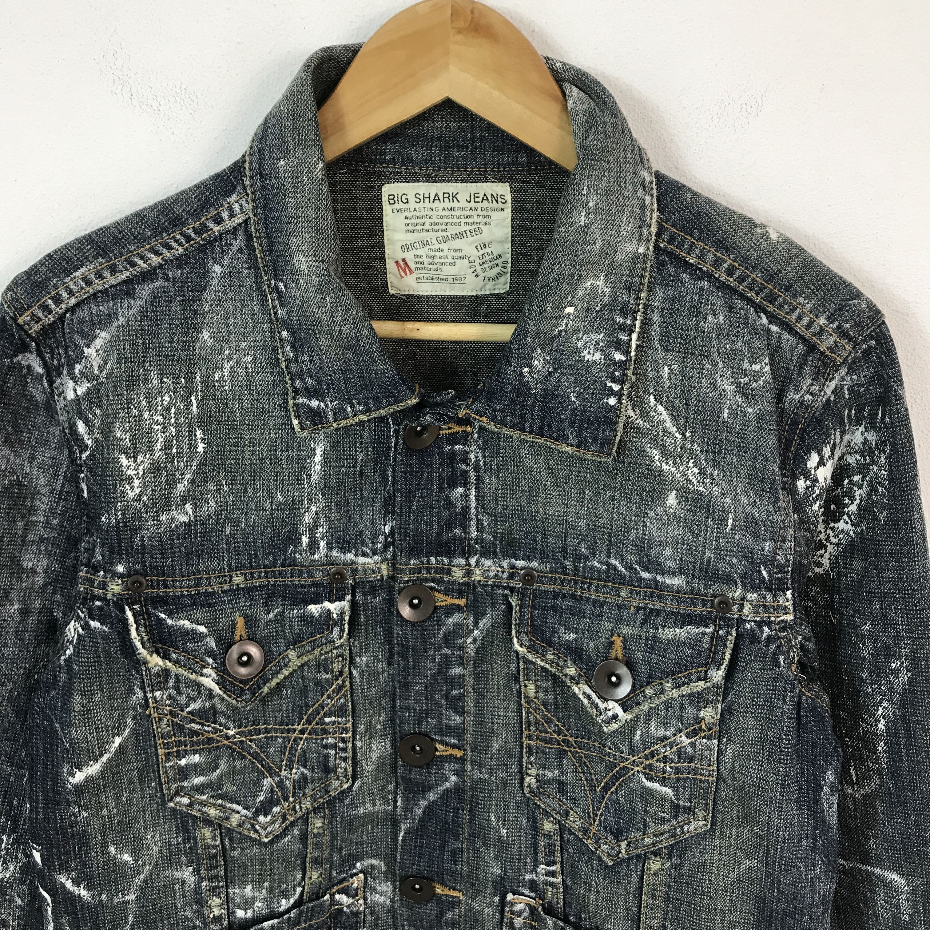 Japanese Brand big shark jeans japan paint design denim button jacket Size US M / EU 48-50 / 2 - 3 Thumbnail