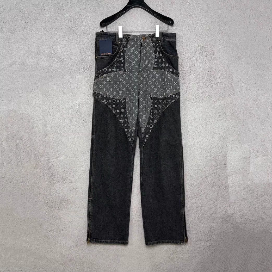 Louis Vuitton LV Monogram Paneled Half Print Jeans NWT 32 Size US 32 / EU 48 - 1 Thumbnail