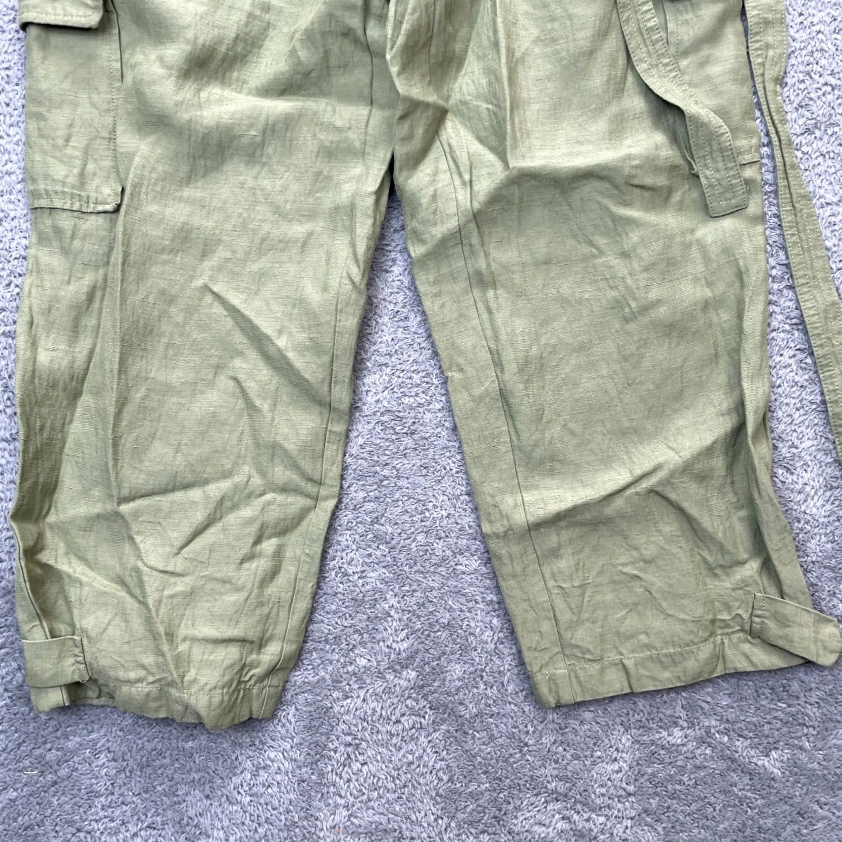 Aritzia Aritzia Pants Womens 0 Green Wilfred Kafka Cargo Pockets Linen Cropped Belted Pants Size 25" / US 0 / IT 36 - 6 Thumbnail