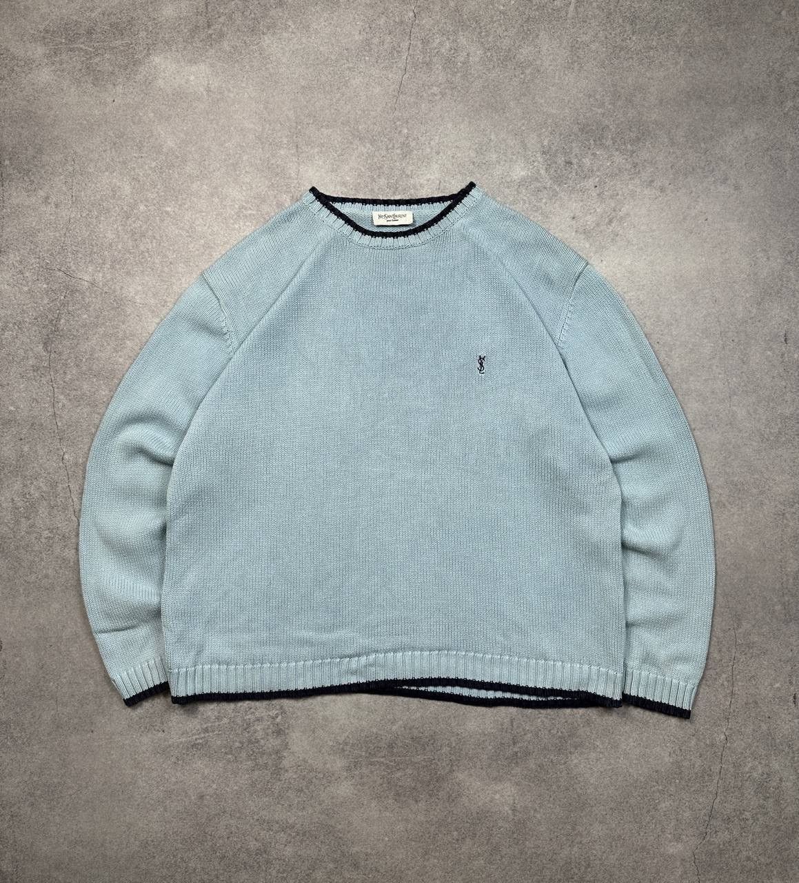 Yves Saint Laurent Vintage Yves Saint Laurent Knit Sweater, Size XL – Light Blu Size US XL / EU 56 / 4 - 1 Thumbnail