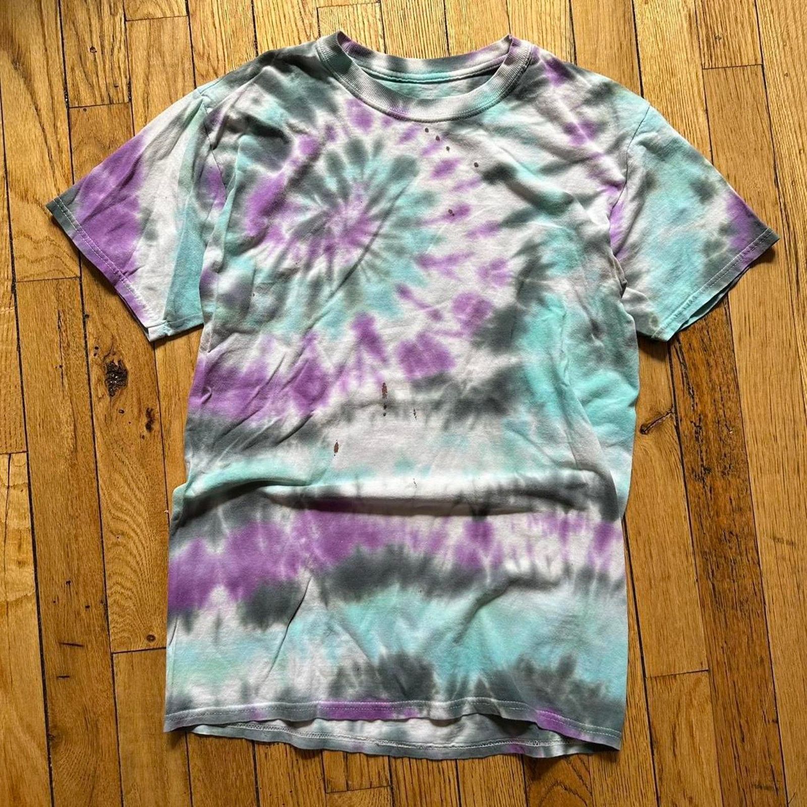 Vintage Vintage Tight Purple Blue Tie Dye Blank Basic Shirt Top Size US S / EU 44-46 / 1 - 2 Thumbnail