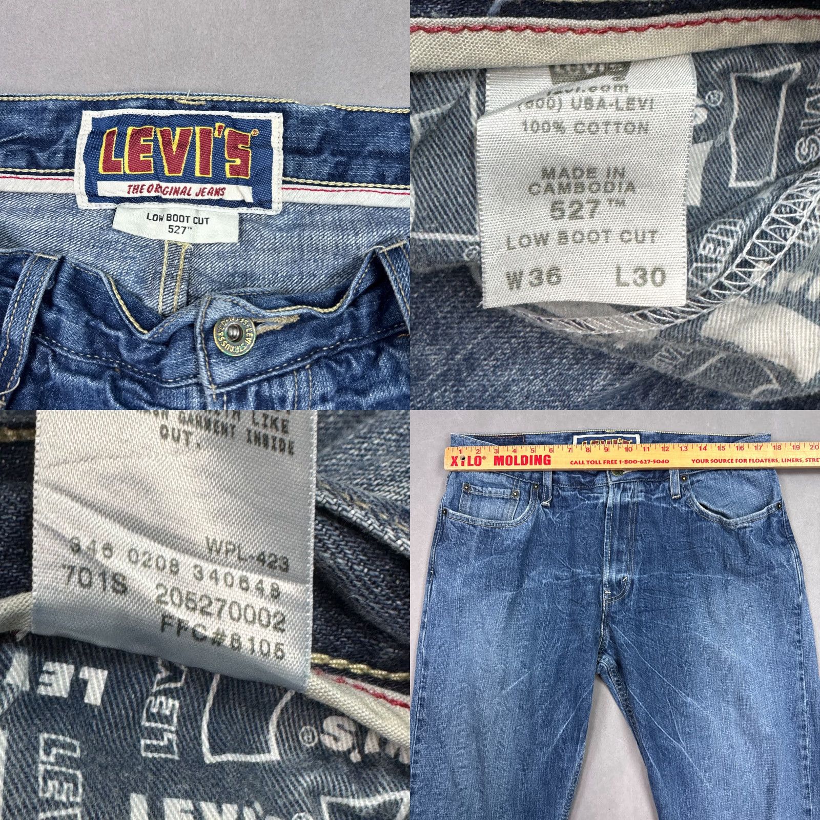 Levi's Levi's 527 Jeans Mens 36x30 Blue Bootcut 5-Pocket Denim Regular Waist 30 Inseam Western Cowboy Visible Faded Washed Out Vintage: No Size US 36 / EU 52 - 8 Thumbnail