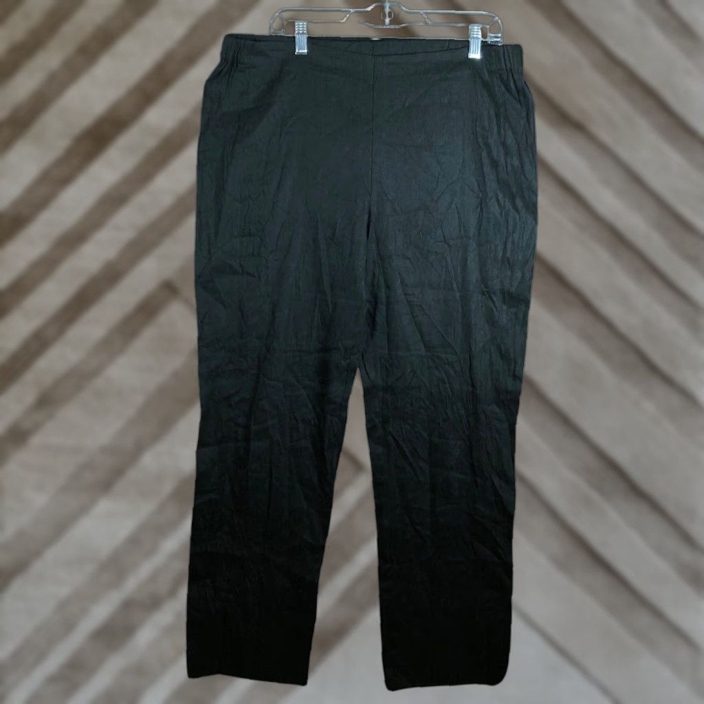J. Jill J. Jill Womens Pants Black High Rise Pull On Linen Blend Stretch Large Tall Pants Knit/Canvas Straight Inseam 28.5 in Mens Women Girls Boys Size 36" / US 14 / IT 50 - 1 Thumbnail