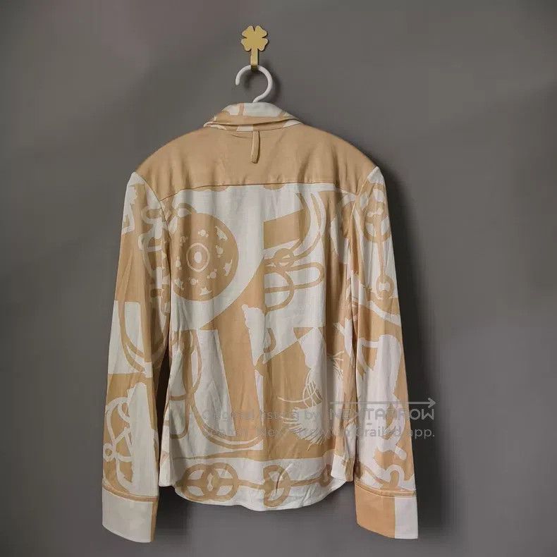 Hermes Hermes Beige Pig Nose Silk Shirt Size XXS / US 00 / IT 34 - 2 Thumbnail