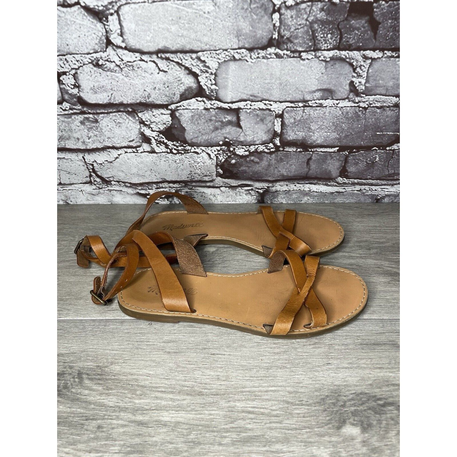 Madewell Madewell Brown Leather Casual Ankle Strap Flat Sandals Women Size US 7.5 / IT 37.5 - 1 Thumbnail