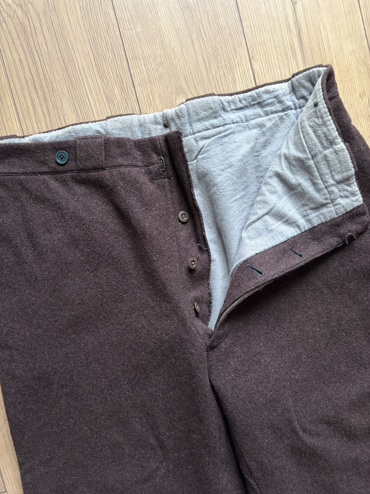 Vintage 40-50's Heavy Brown Wool Cotton Lined European Work Pants Size US 36 / EU 52 - 10 Thumbnail