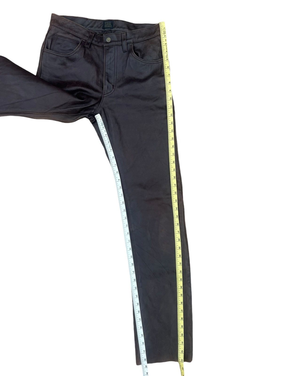 Genuine Leather Vintage Union Made Lee Riders Patina Cowhide Leather Jeans Size US 30 / EU 46 - 6 Thumbnail