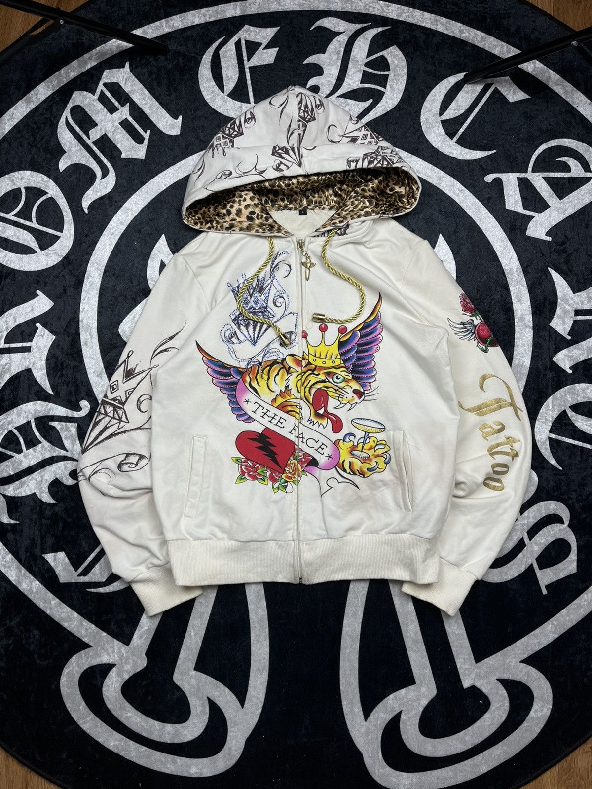 If Six Was Nine LGB IfSixWasNine Ed Hardy Style Leopard Fur Faux Zip Hoodie Size L / US 10 / IT 46 - 1 Thumbnail