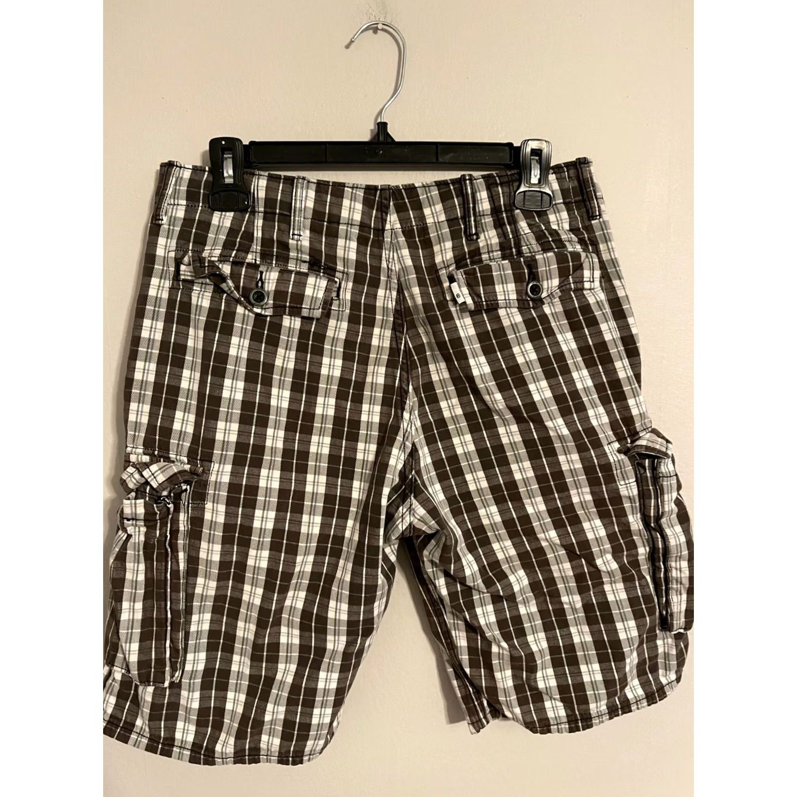 Levi's Levi's Plaid Cargo Shorts Brown Casual Military White Tab Men's 30 Design Size US 31 - 3 Thumbnail