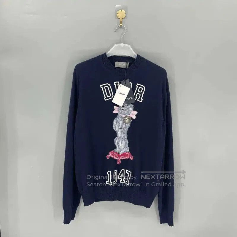 Dior Dior Navy Wool Sweater with Embroidery . Size US L / EU 52-54 / 3 - 1 Thumbnail