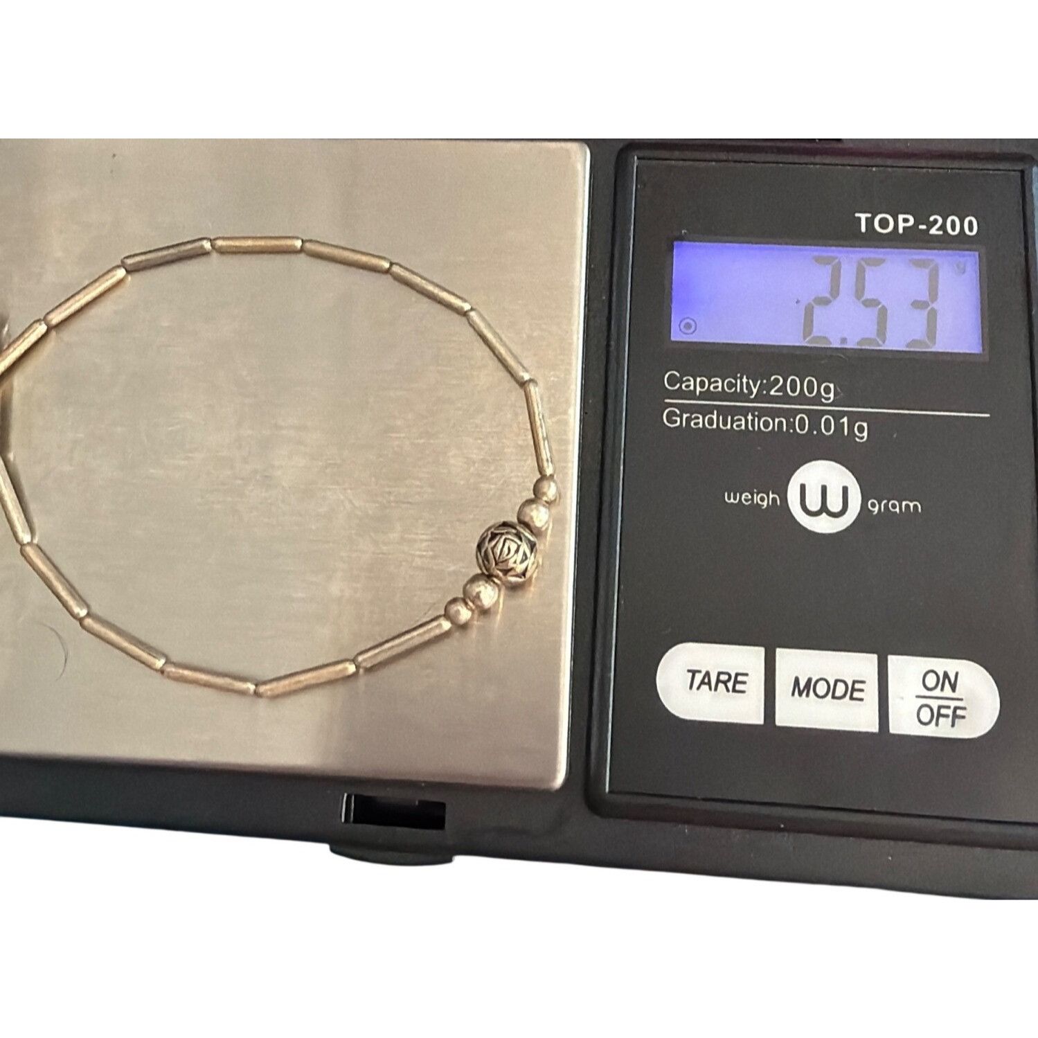 Other Silver Tone Dainty Bracelet Textured Rose Bead Screw Barrel Size ONE SIZE - 5 Thumbnail
