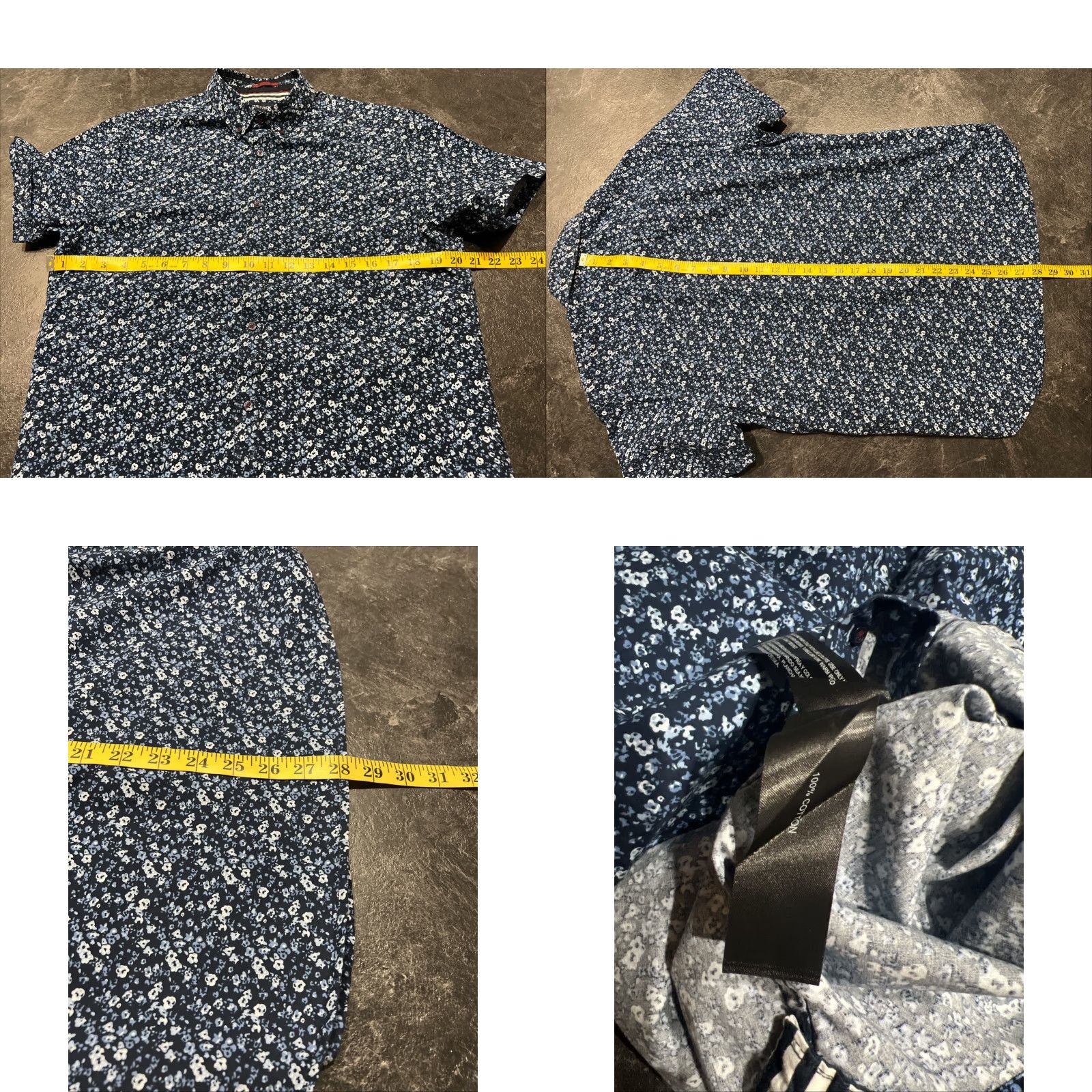 Denime Denim & Flower Shirt Mens SIZE Medium Slim-Fit Blue Flowers Button-Up Short Sleeve Cotton Denim & Flower Shirt Mens Slim-Fit Blue Flowers Size US M / EU 48-50 / 2 - 8 Thumbnail