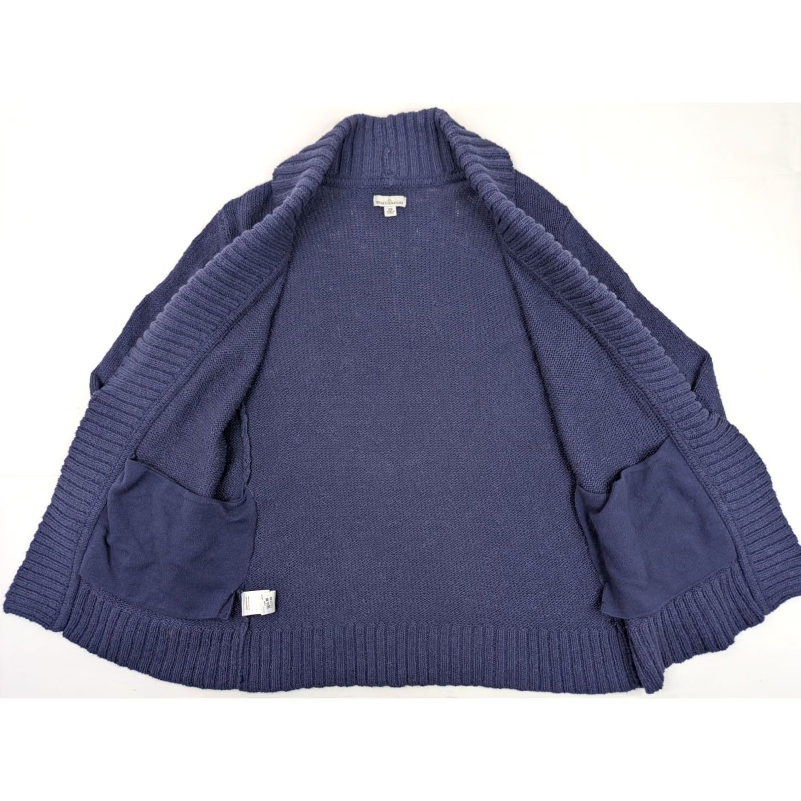 Vintage L.L. Bean Signature Cardigan Women XS Blue Cotton Knit Open Front Ribbed Sweater Size XS / US 0-2 / IT 36-38 - 4 Thumbnail