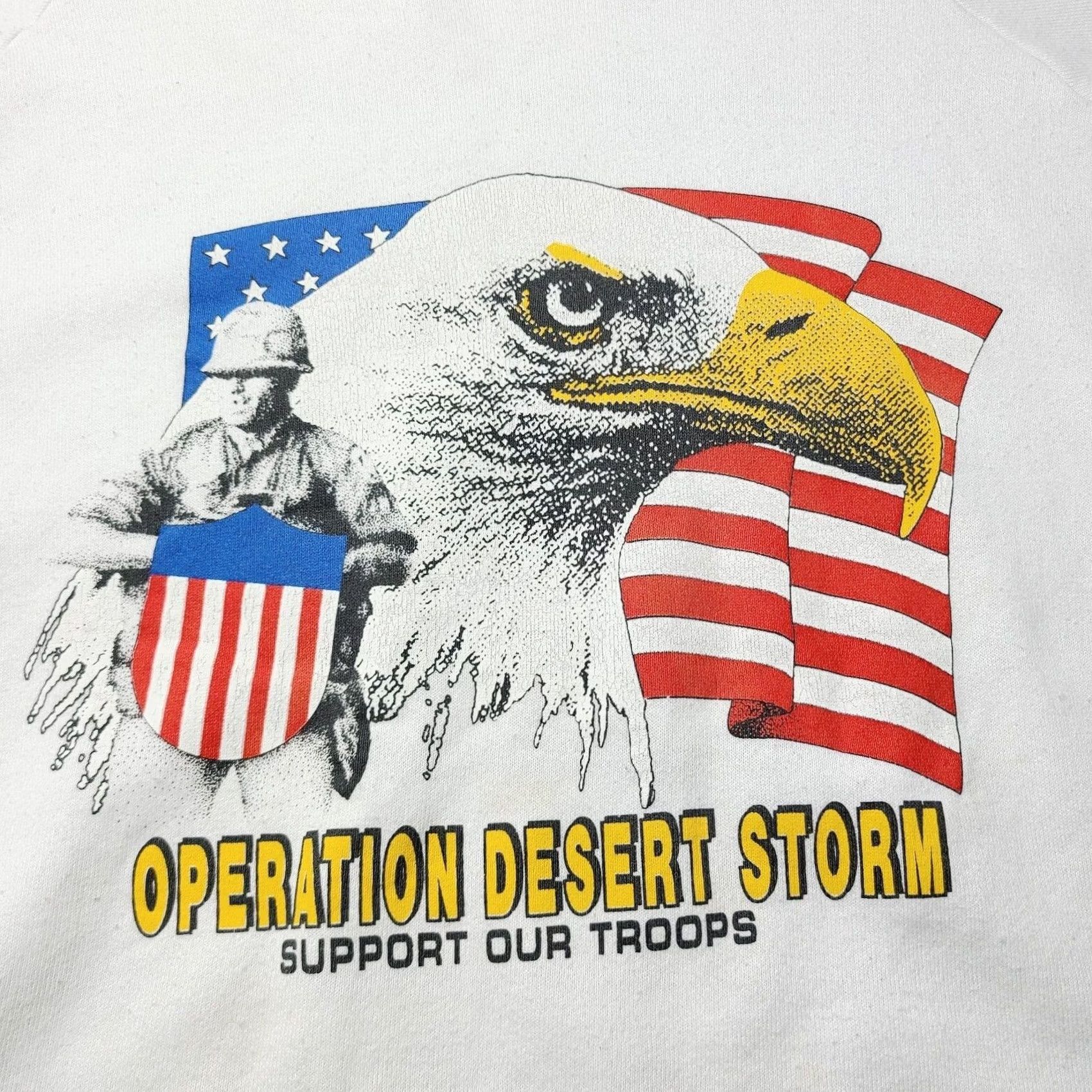 Fruit Of The Loom VINTAGE Operation Desert Storm Crewneck Sweatshirt XL White 90s Mens Crew Neck Logo Graphic Print Cotton Blend Pullover Size US XL / EU 56 / 4 - 2 Thumbnail