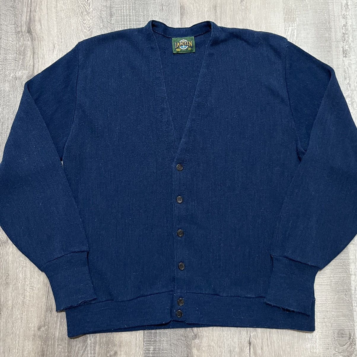 Jantzen × Vintage VTG Jantzen Dark Blue Knit Geek Grandpa Cardigan Sweater Size US XXL / EU 58 / 5 - 1 Thumbnail