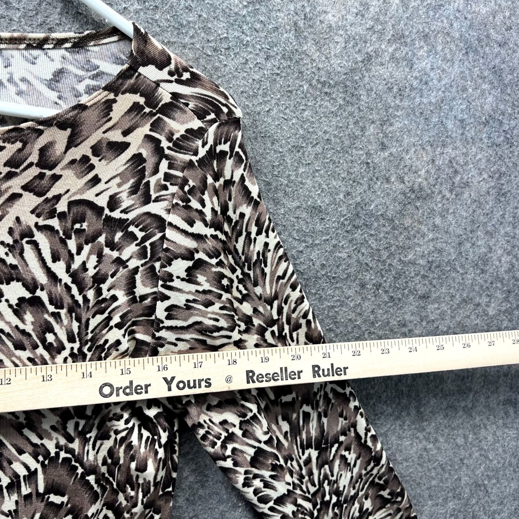 Vintage Chico's Dress Shirt Womens 0 Beige Animal Print Knit A Line Shirt Dress Long Sleeve Round Neck Pullover Casual Party Travel Size XS / US 0-2 / IT 36-38 - 3 Thumbnail