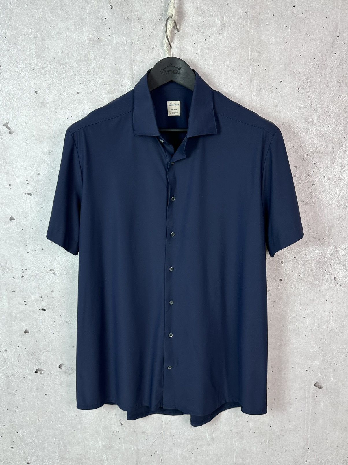 Strenstroms Stenstroms Slimline Short Sleeve Navy Men’s Button-up Shirt Size US XL / EU 56 / 4 - 1 Thumbnail