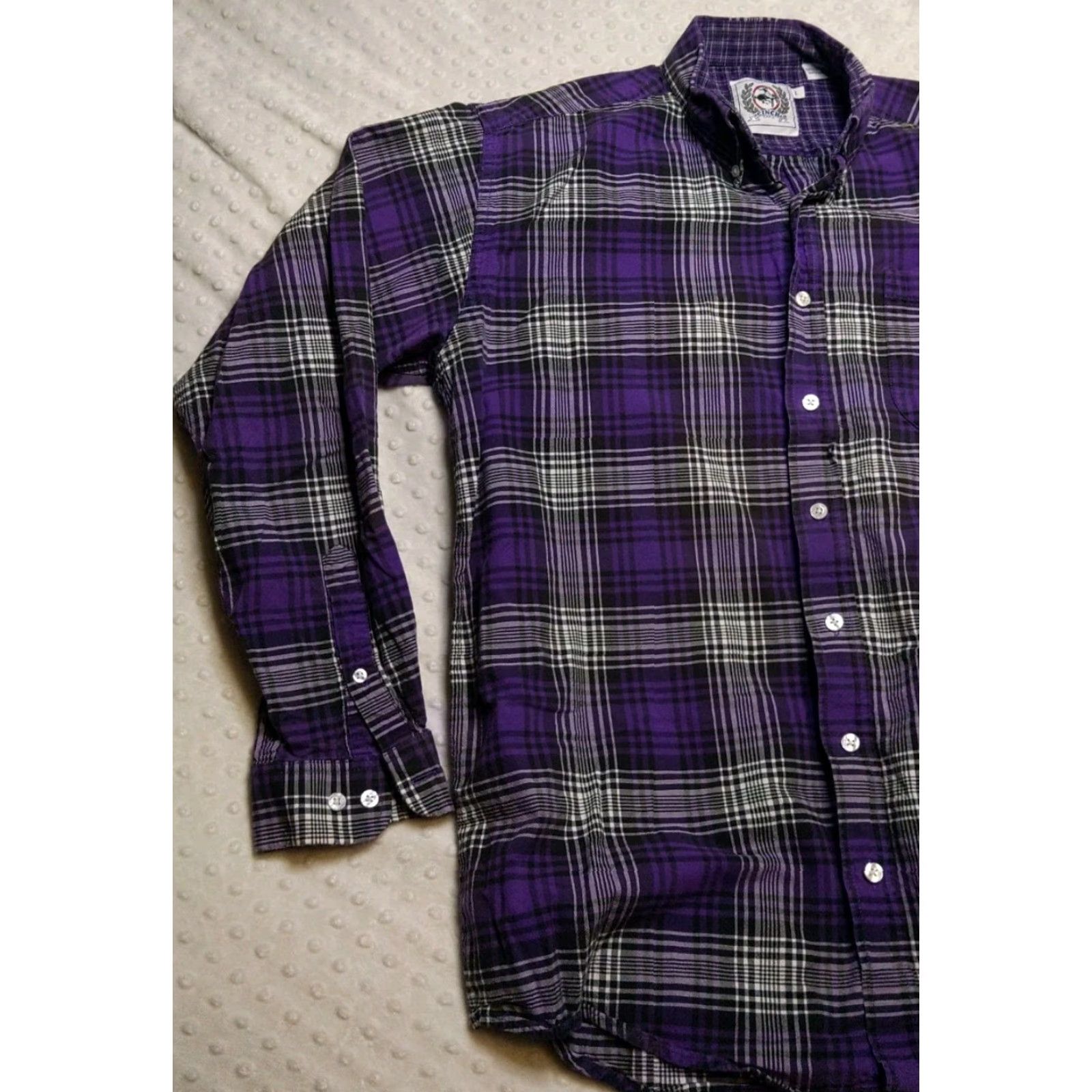 Vintage Cinch Button-Down Shirt L Mens Purple Plaid Western Cowboy Vintage Cotton Long Sleeve Workwear Size US L / EU 52-54 / 3 - 3 Thumbnail